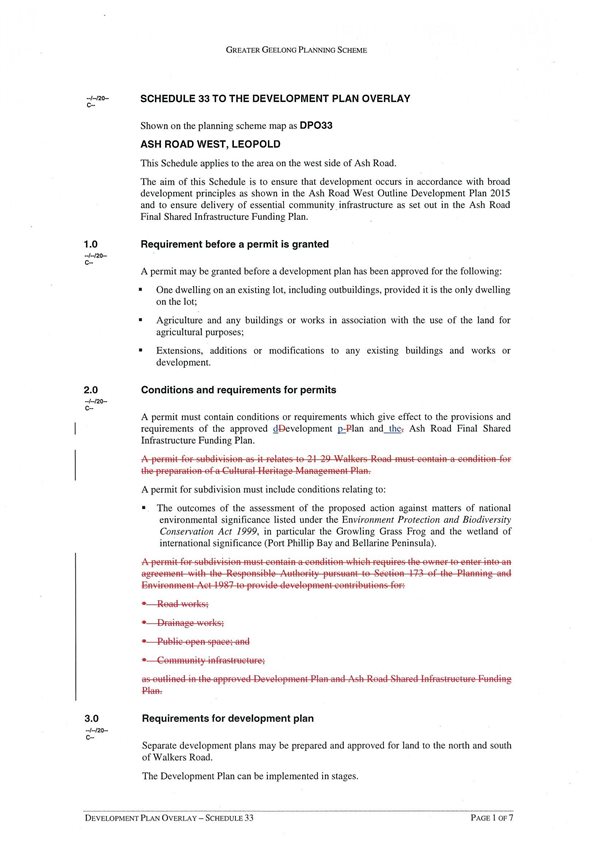 Amendment C280 - Cevelopment Plan Overlay - Schedule 33: Page 1 of 7