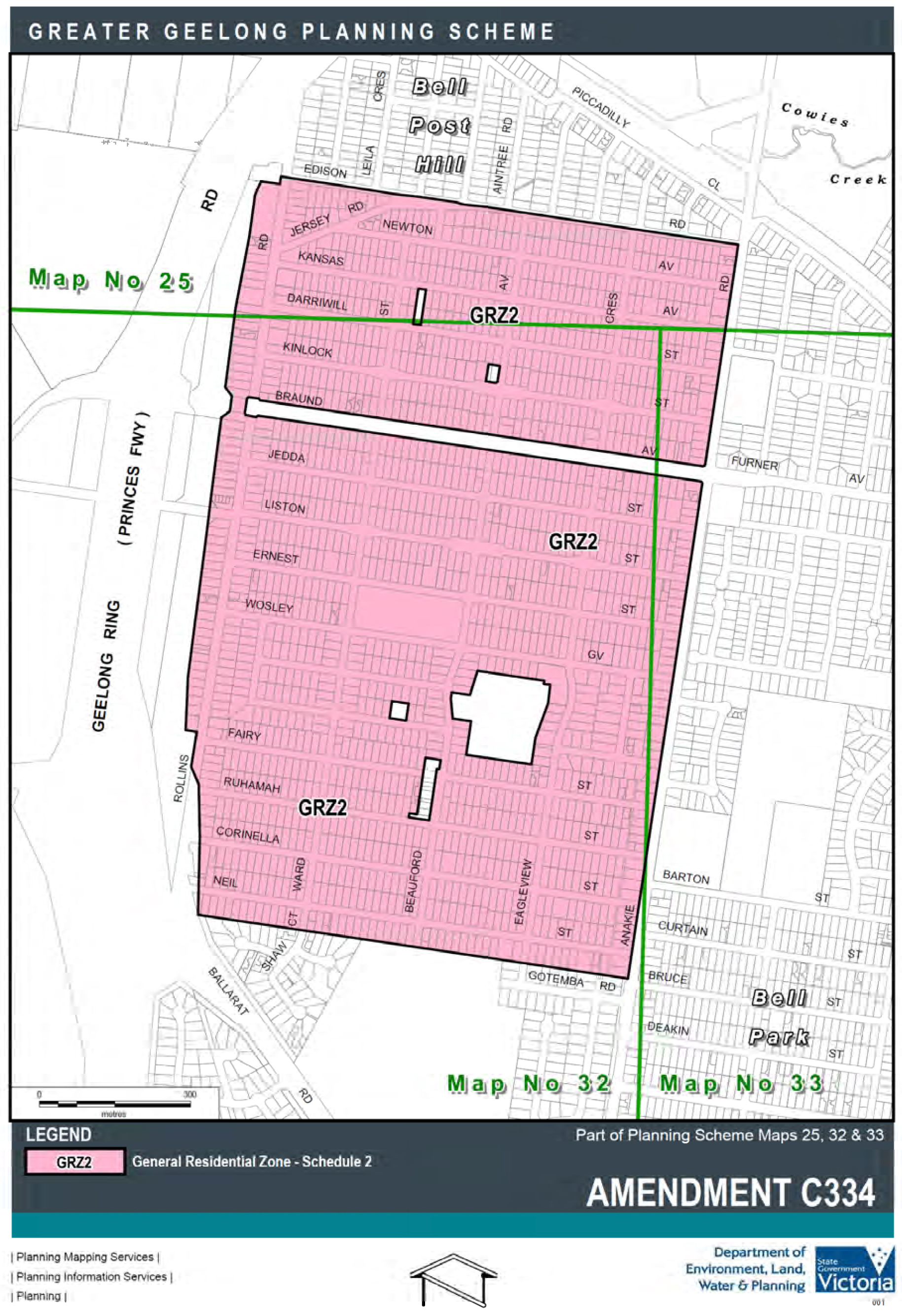Amendment C334 - General Residential Zone - Schedule 2: Part of Planning Scheme Maps 25, 32 and 33