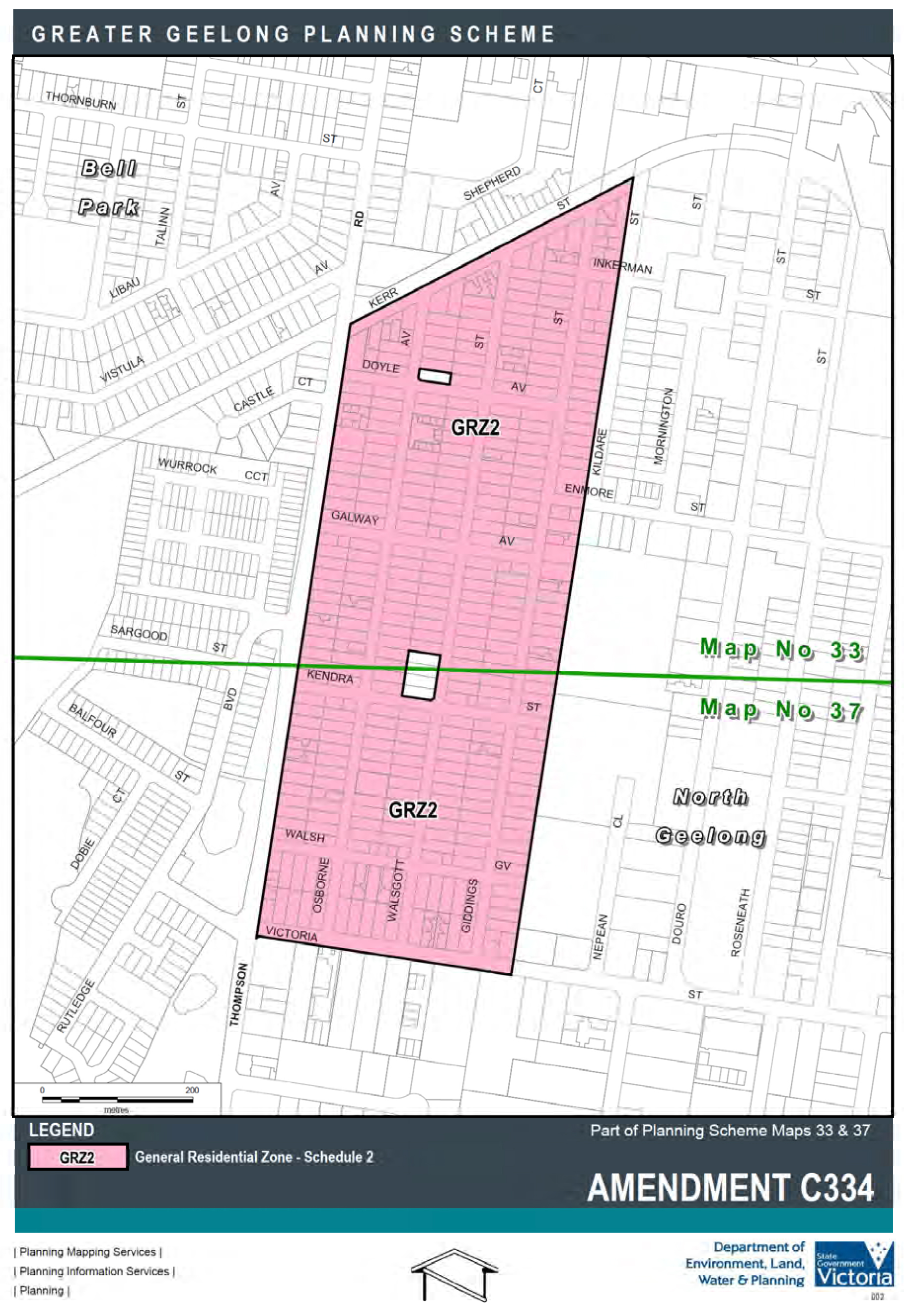 Amendment C334 - General Residential Zone - Schedule 2: Part of Planning Scheme Maps 33 and 37