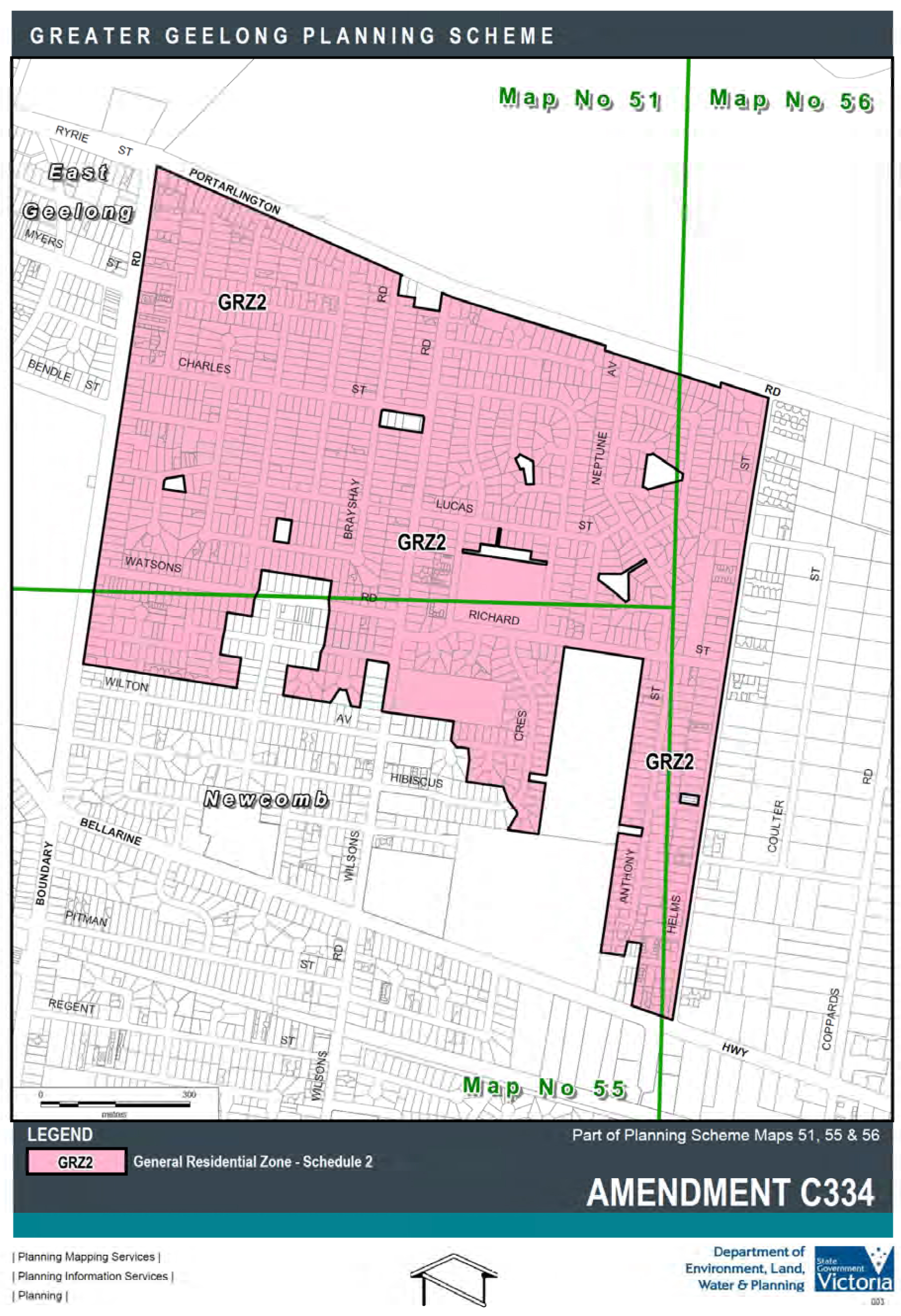 Amendment C334 - General Residential Zone - Schedule 2: Part of Planning Scheme Maps 51, 55 and 56