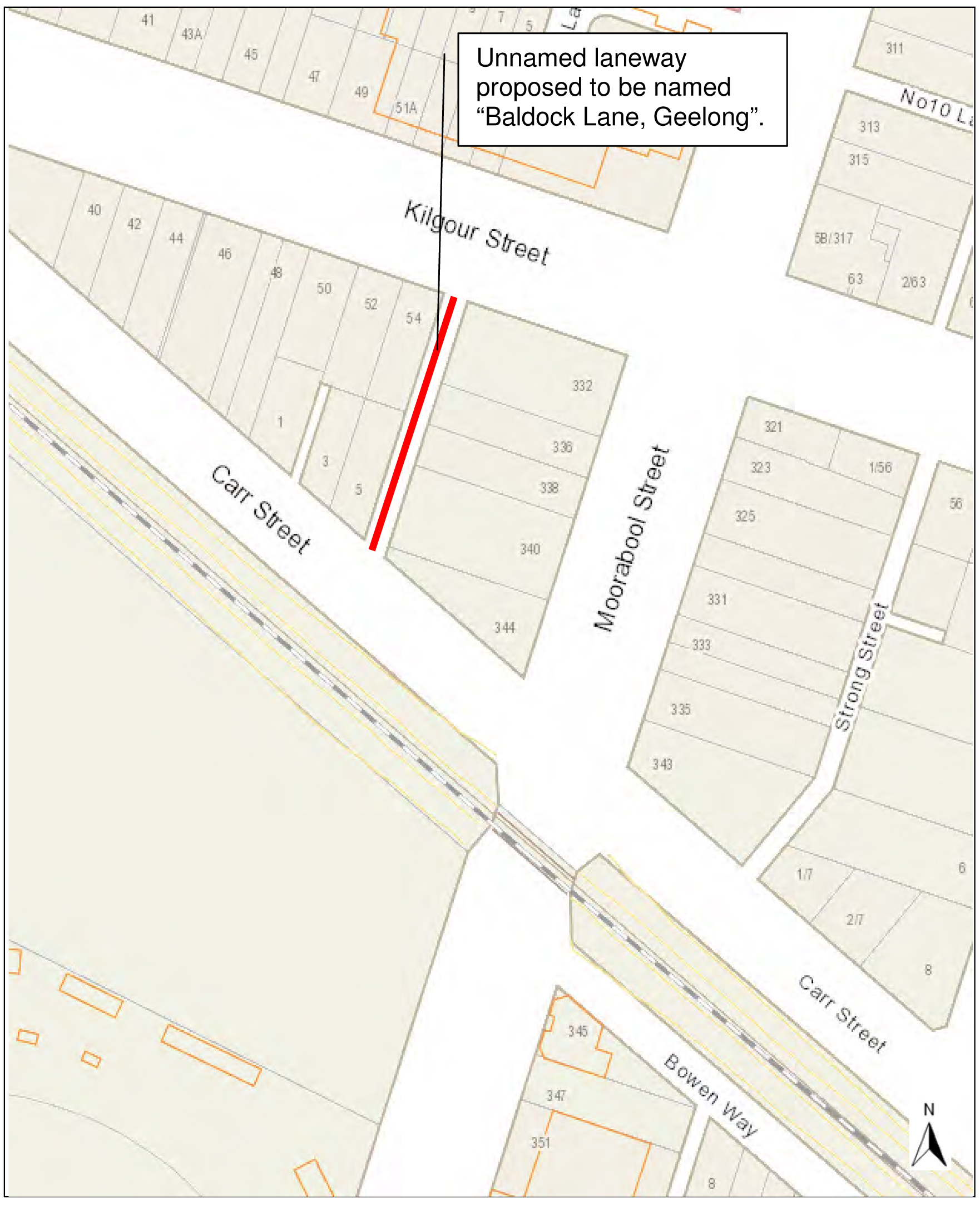 Proposed Naming of Unnamed Laneway to Baldock Lane, Geelong