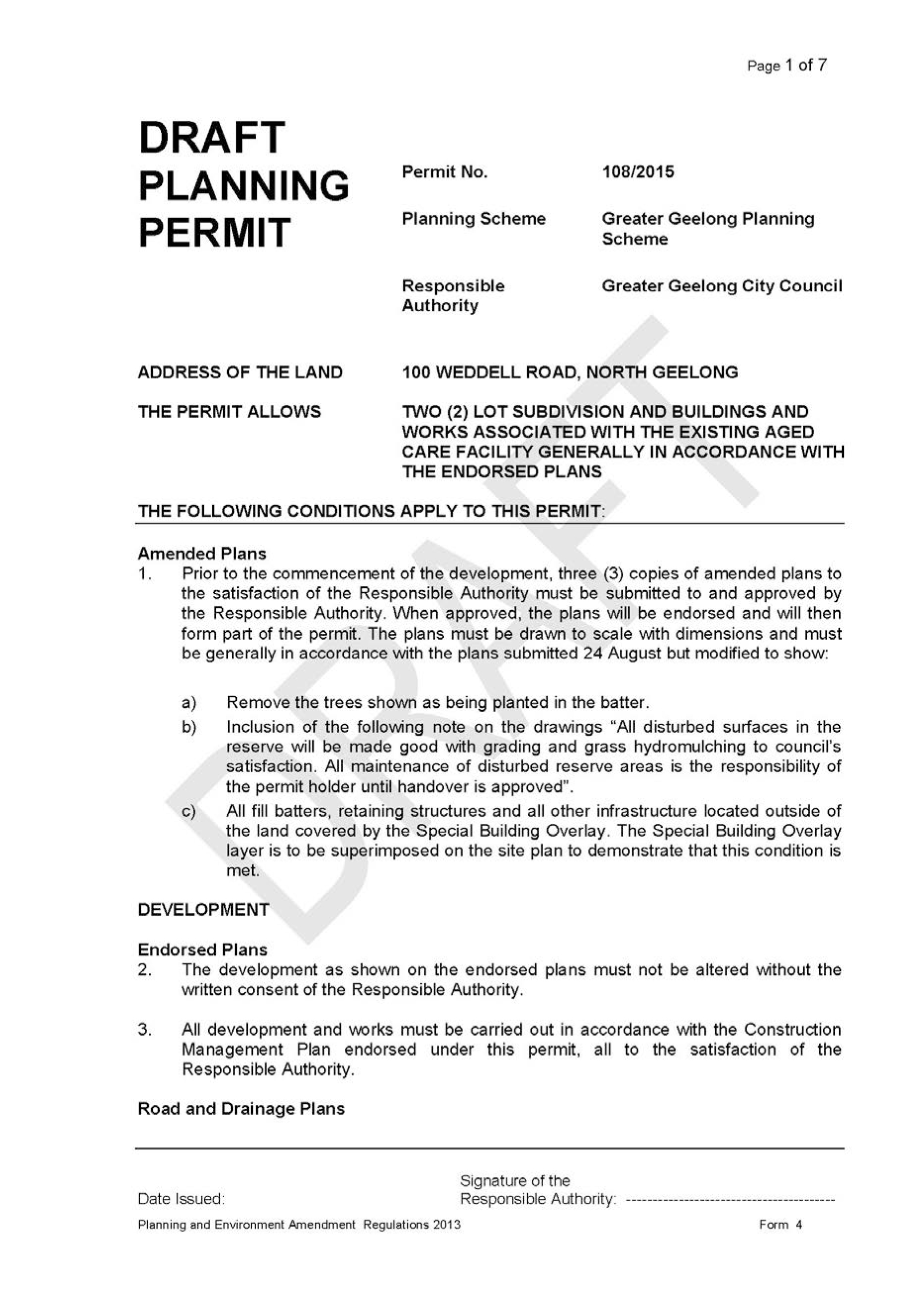 C329 Planning permit to be issued - Page 1 of 7