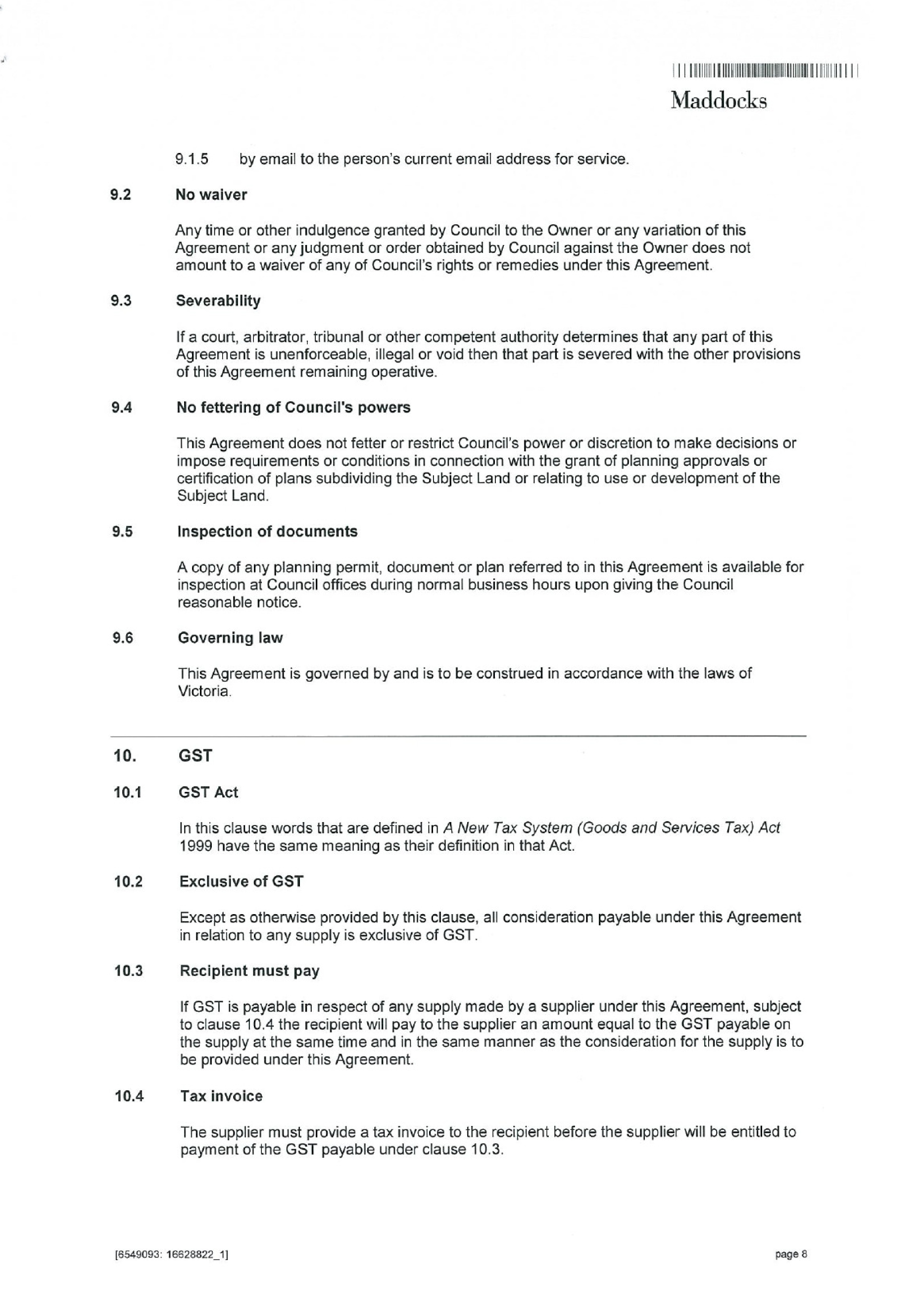 Section 173 Agreement - page 8