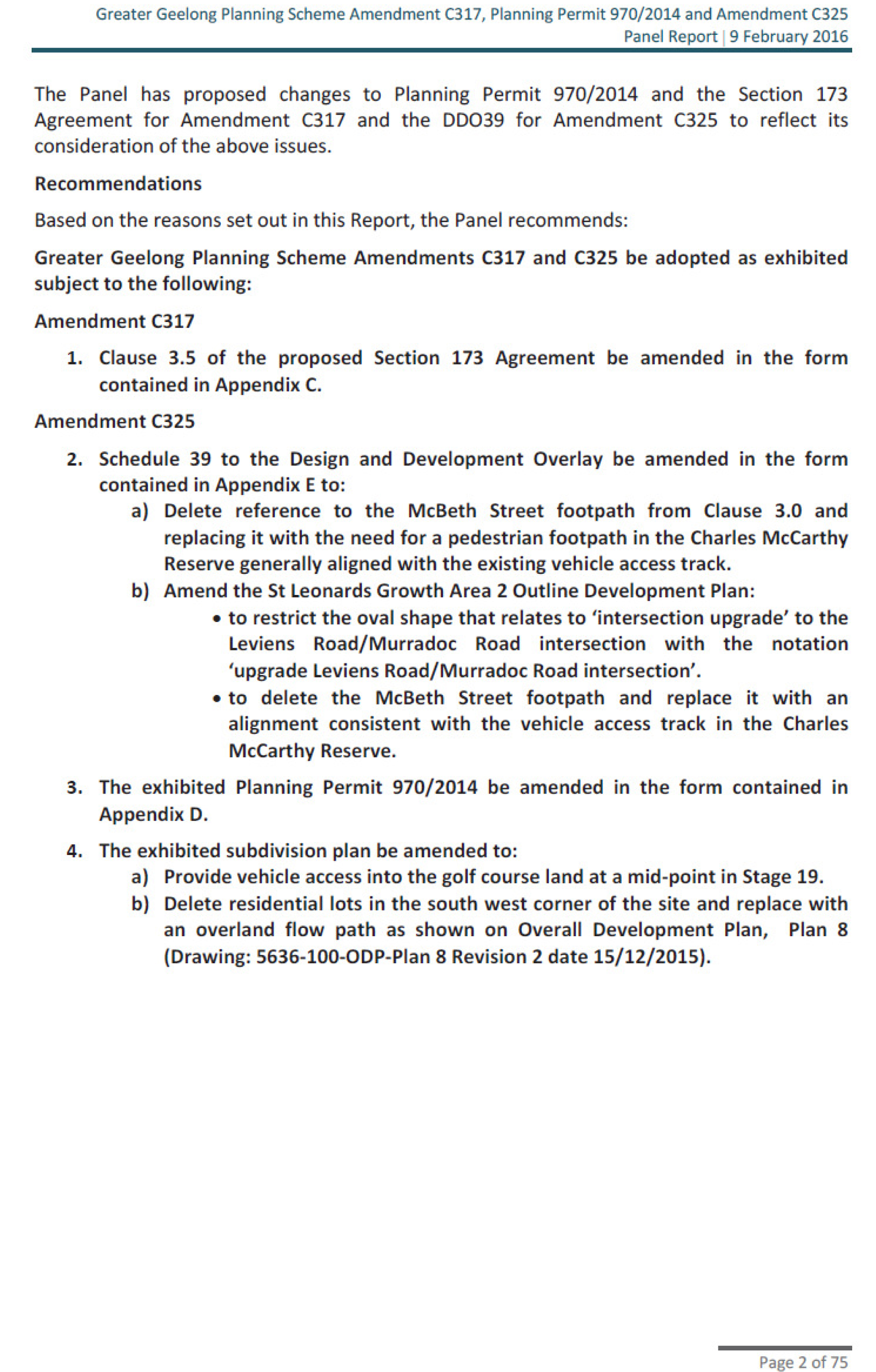 Panel Report Executive Summary - Page 2 of 2