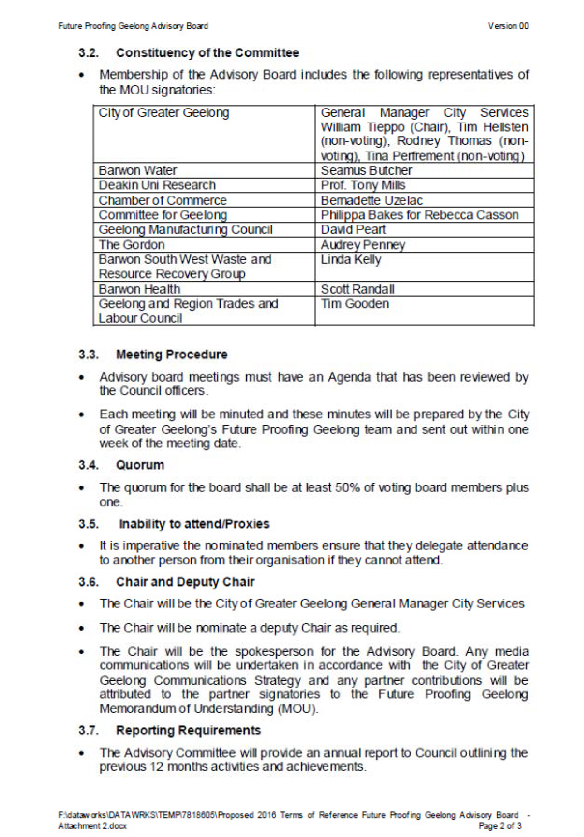 Future Proofing Geelong Advisory Board - Committee Terms of Reference - Page 2 of 3