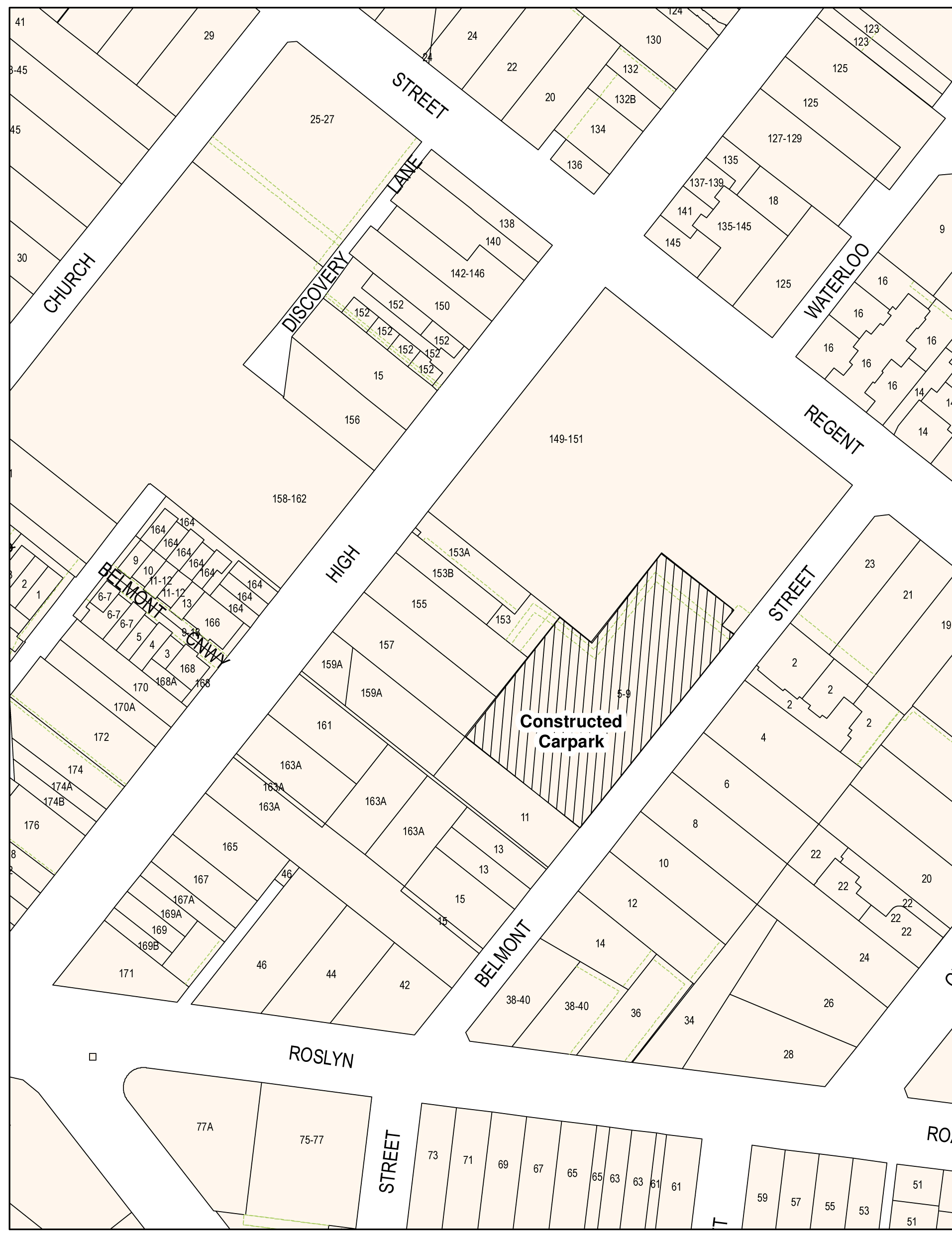 Plan showing constructed carpark