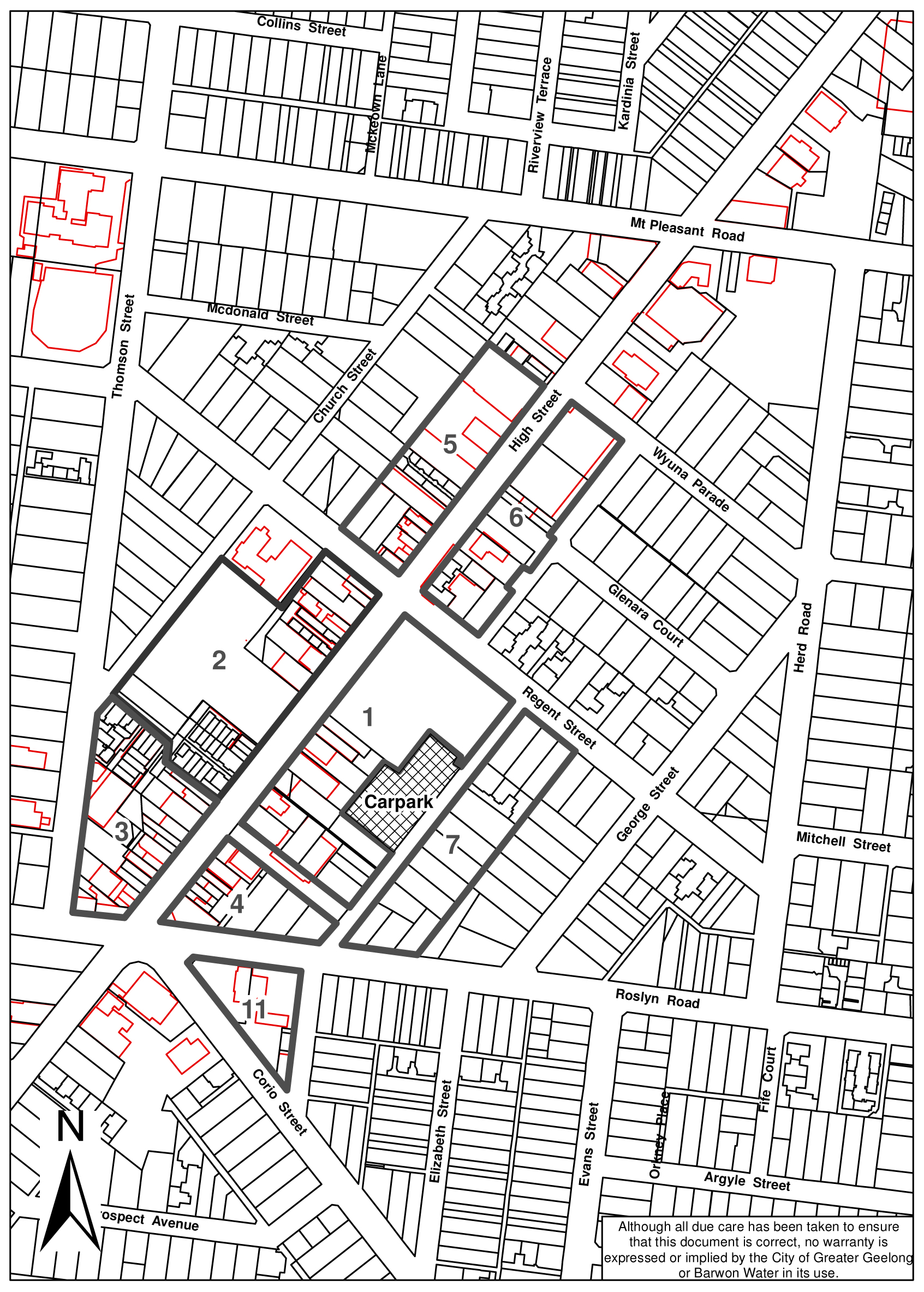 Plan showing nominated sub-areas