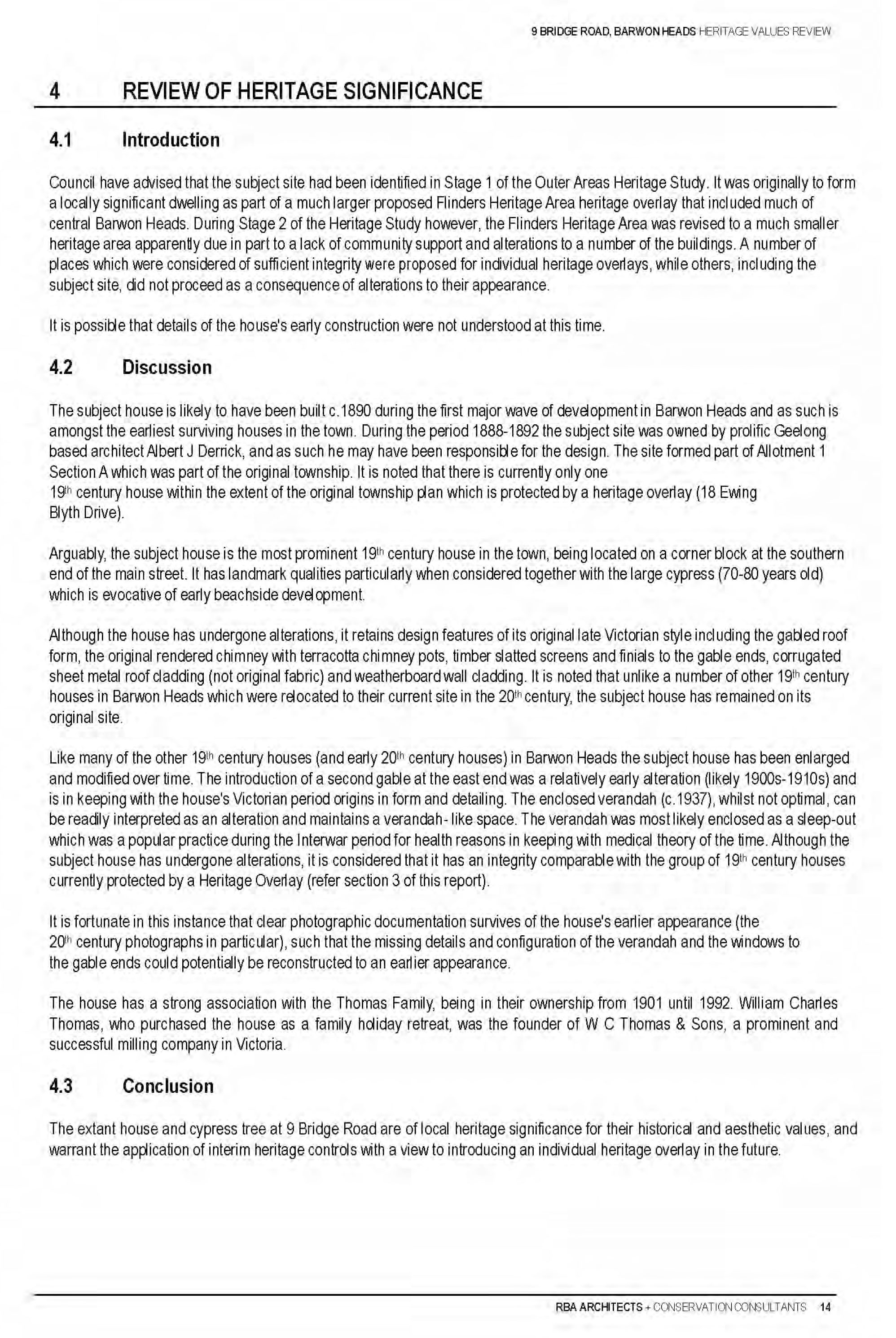 Appendix 3 – Context Pty Ltd  Heritage Assessment (includes RBA Report) Page 30 of 32 pages