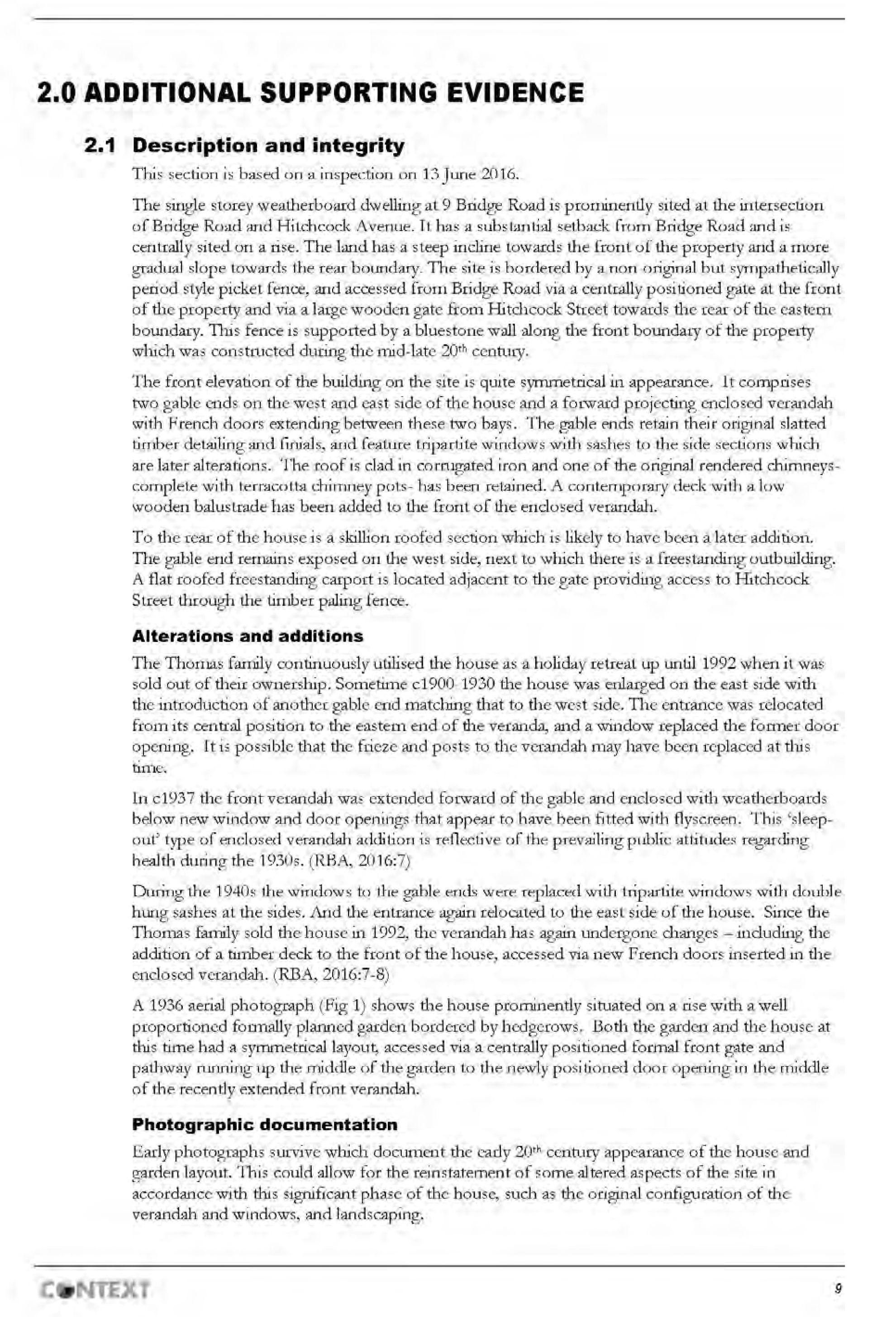 Appendix 3 – Context Pty Ltd  Heritage Assessment (includes RBA Report) Page 9 of 32 pages