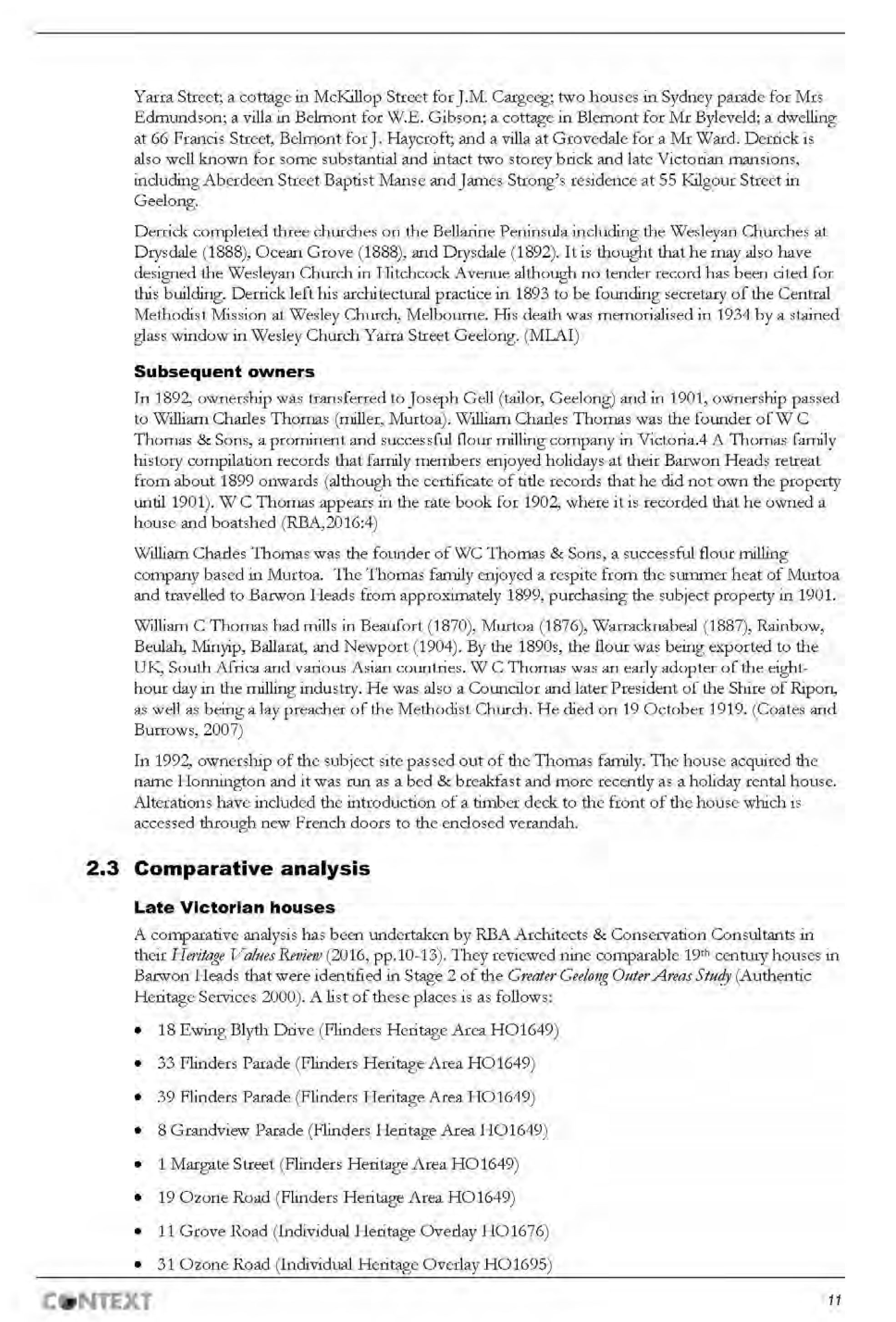 Appendix 3 – Context Pty Ltd  Heritage Assessment (includes RBA Report) Page 11 of 32 pages