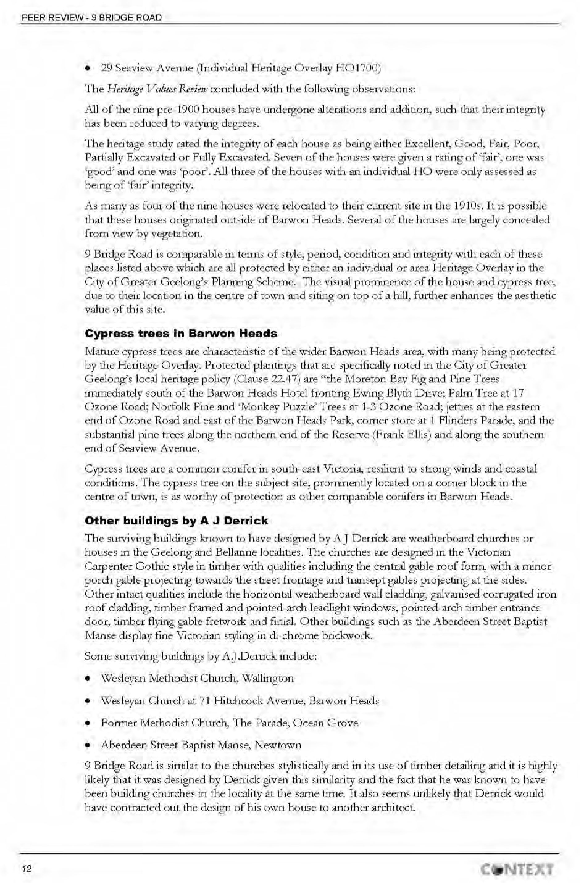 Appendix 3 – Context Pty Ltd  Heritage Assessment (includes RBA Report) Page 12 of 32 pages