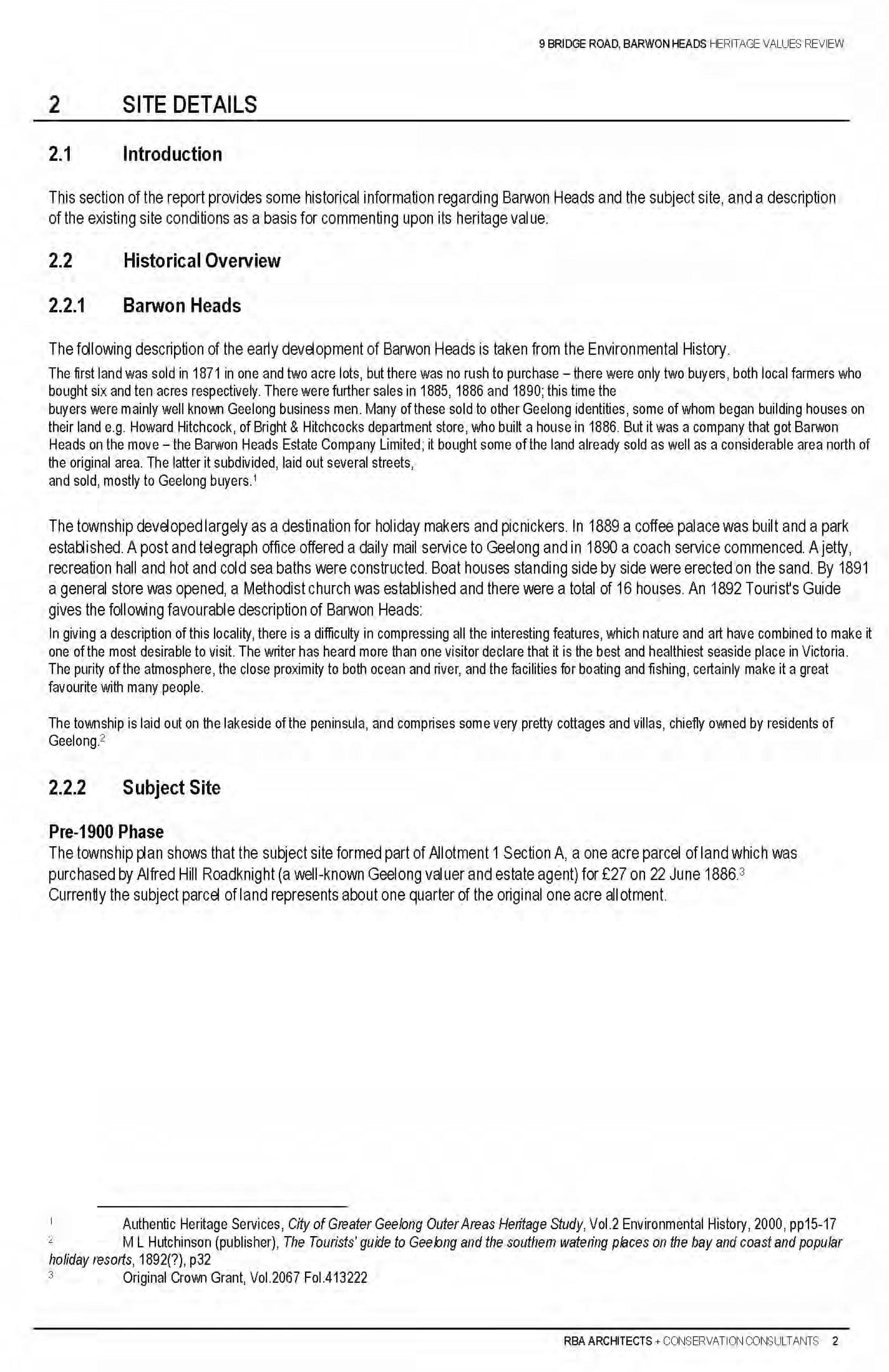 Appendix 3 – Context Pty Ltd  Heritage Assessment (includes RBA Report) Page 18 of 32 pages