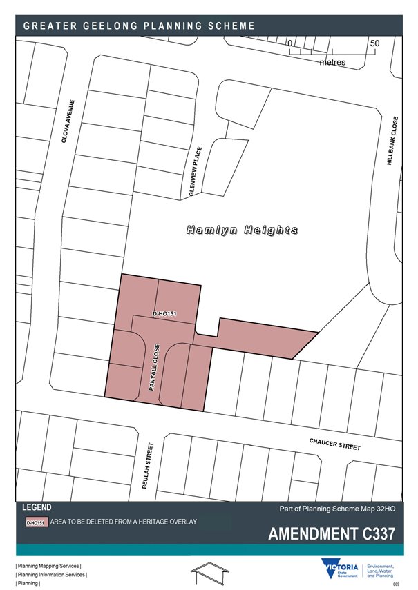 Amendment C337 - Area to be deleted from a Heritage Overlay - Part of Planning Scheme map 32HO