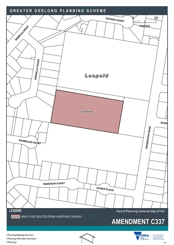 Amendment C337 - Area to be deleted from a Heritage Overlay - Part of Planning Scheme map 57HO