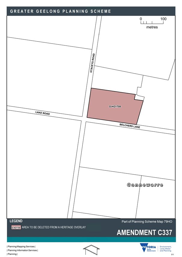 Amendment C337 - Area to be deleted from a Heritage Overlay - Part of Planning Scheme map 79HO
