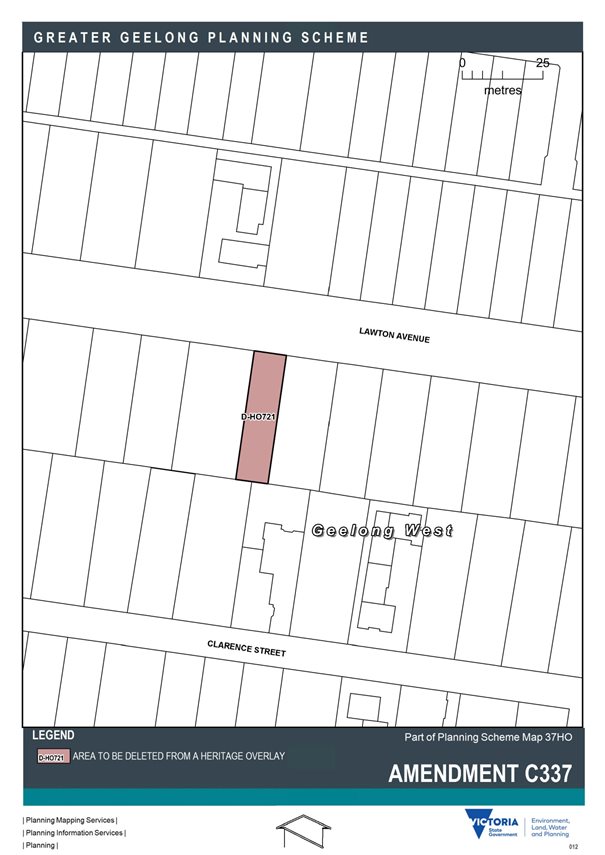 Amendment C337 - Area to be deleted from a Heritage Overlay - Part of Planning Scheme map 37HO