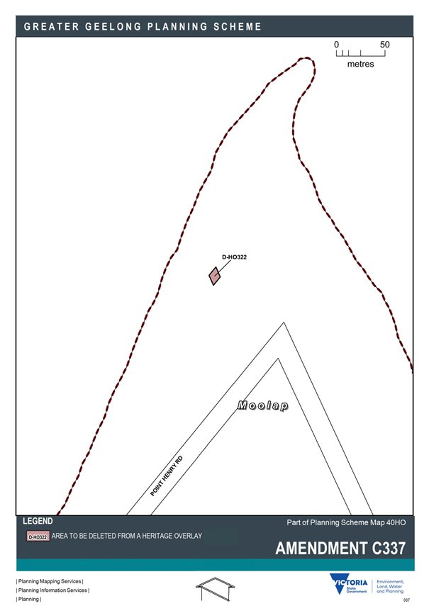 Amendment C337 - Area to be deleted from a Heritage Overlay - Part of Planning Scheme map 40HO