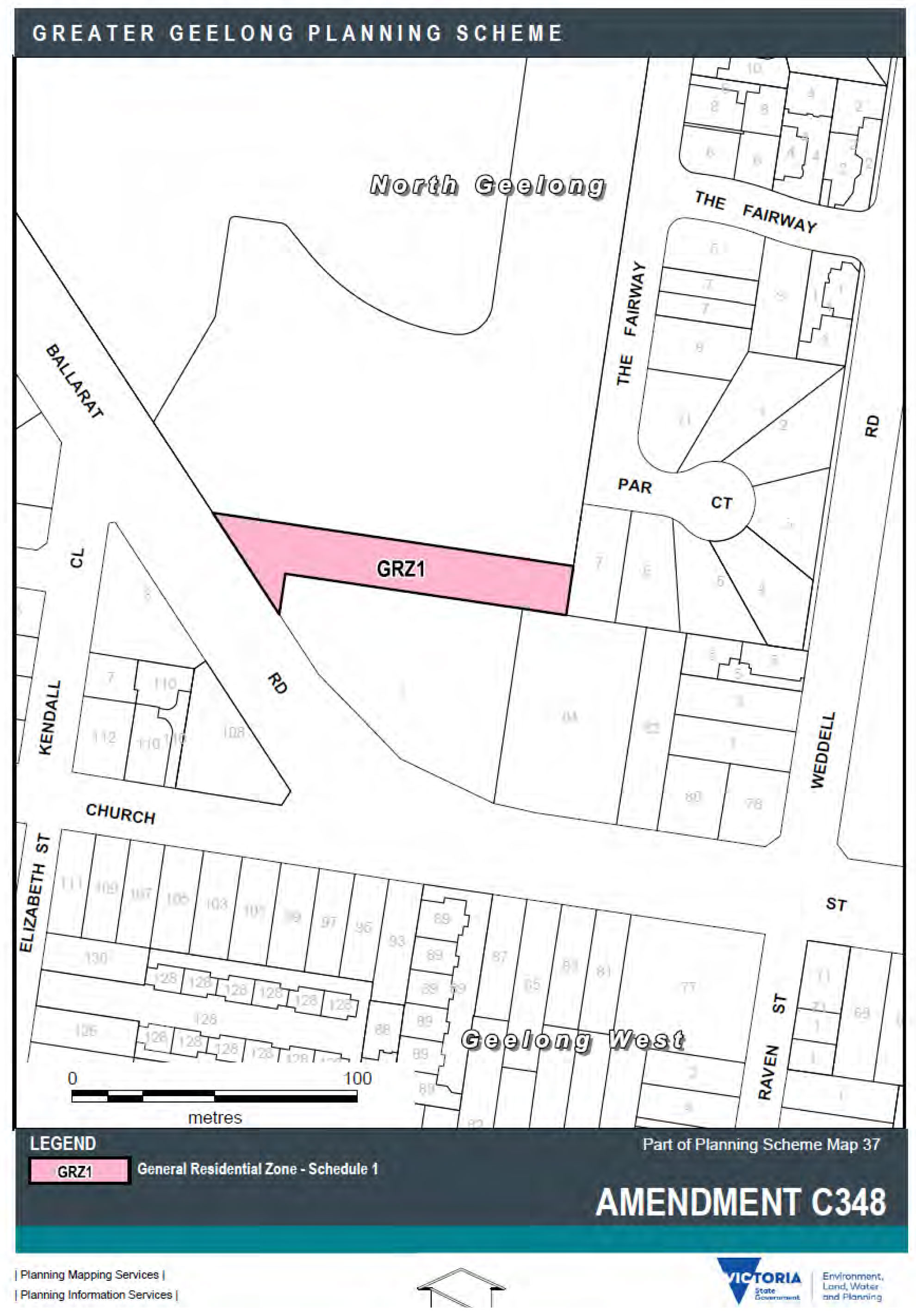 GRZ1 - General Residential Zone - Schedule 1 - Amendment C348 - Part of Planning Scheme Map 37