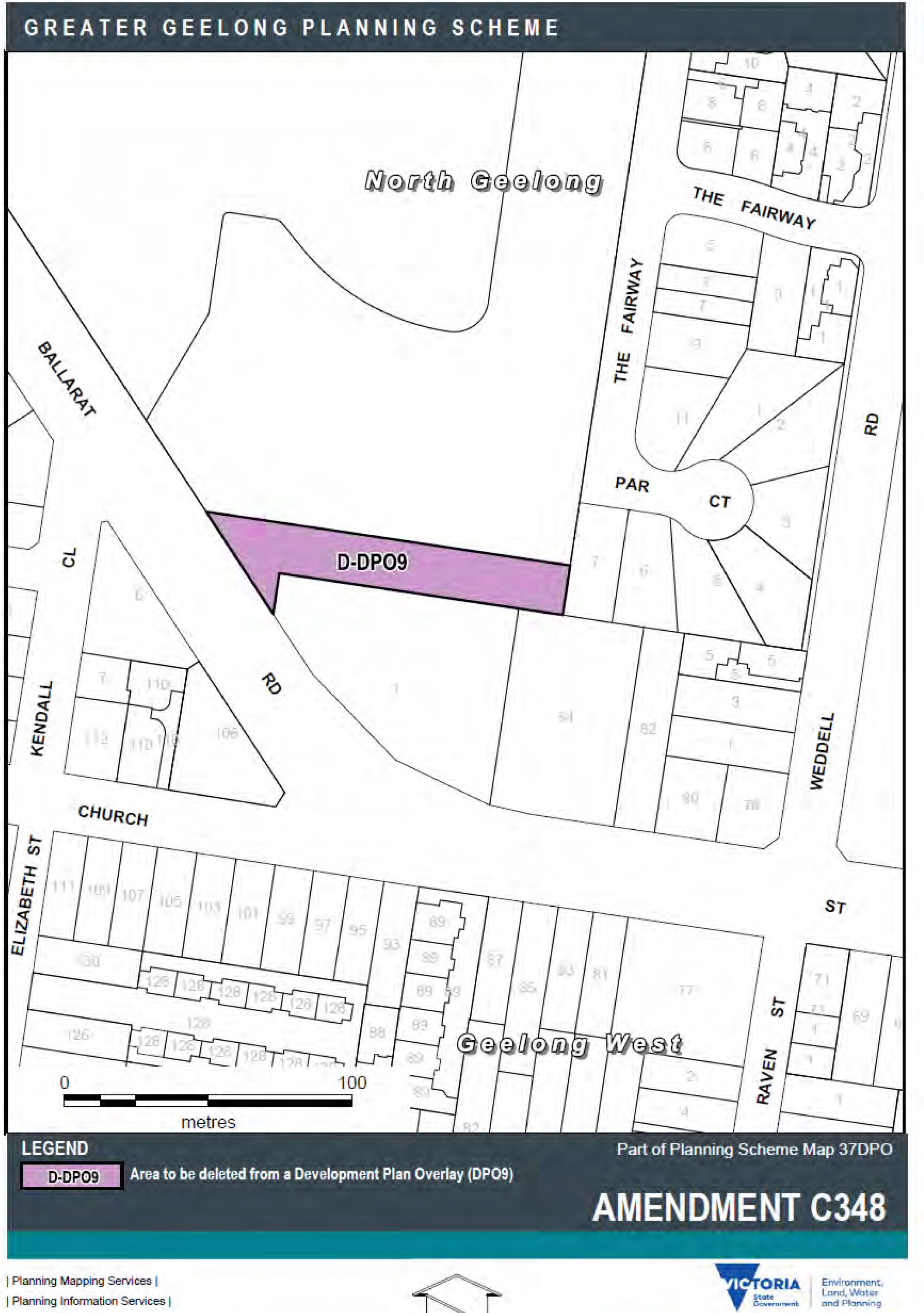 D-DPO9 - Area to be delted from a Development Plan Overlay (DPO9) - Amendment C348 - Part of Planning Scheme Map 37DPO