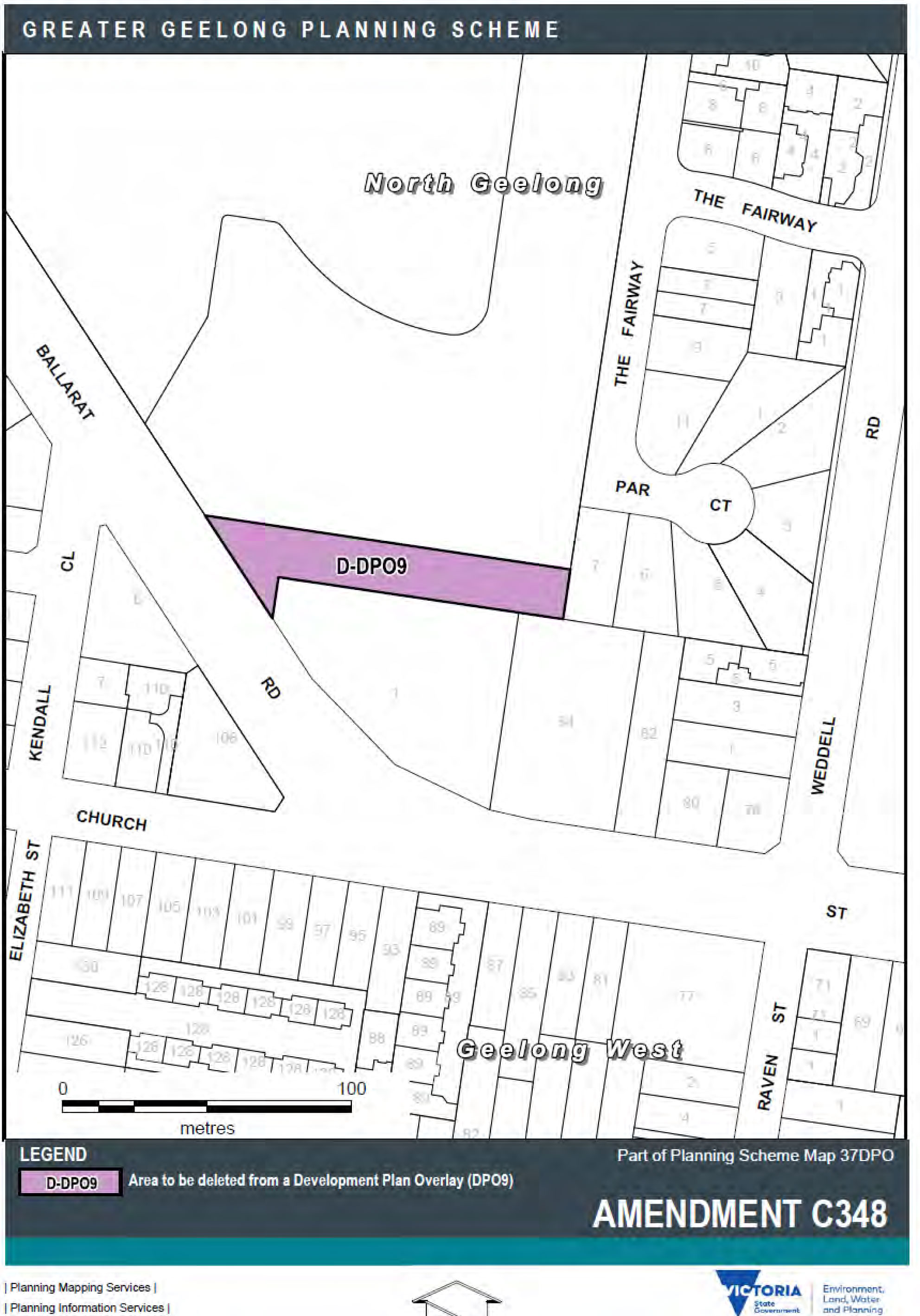 D-DPO9 - Area to be delted from a Development Plan Overlay (DPO9) - Amendment C348 - Part of Planning Scheme Map 37DPO