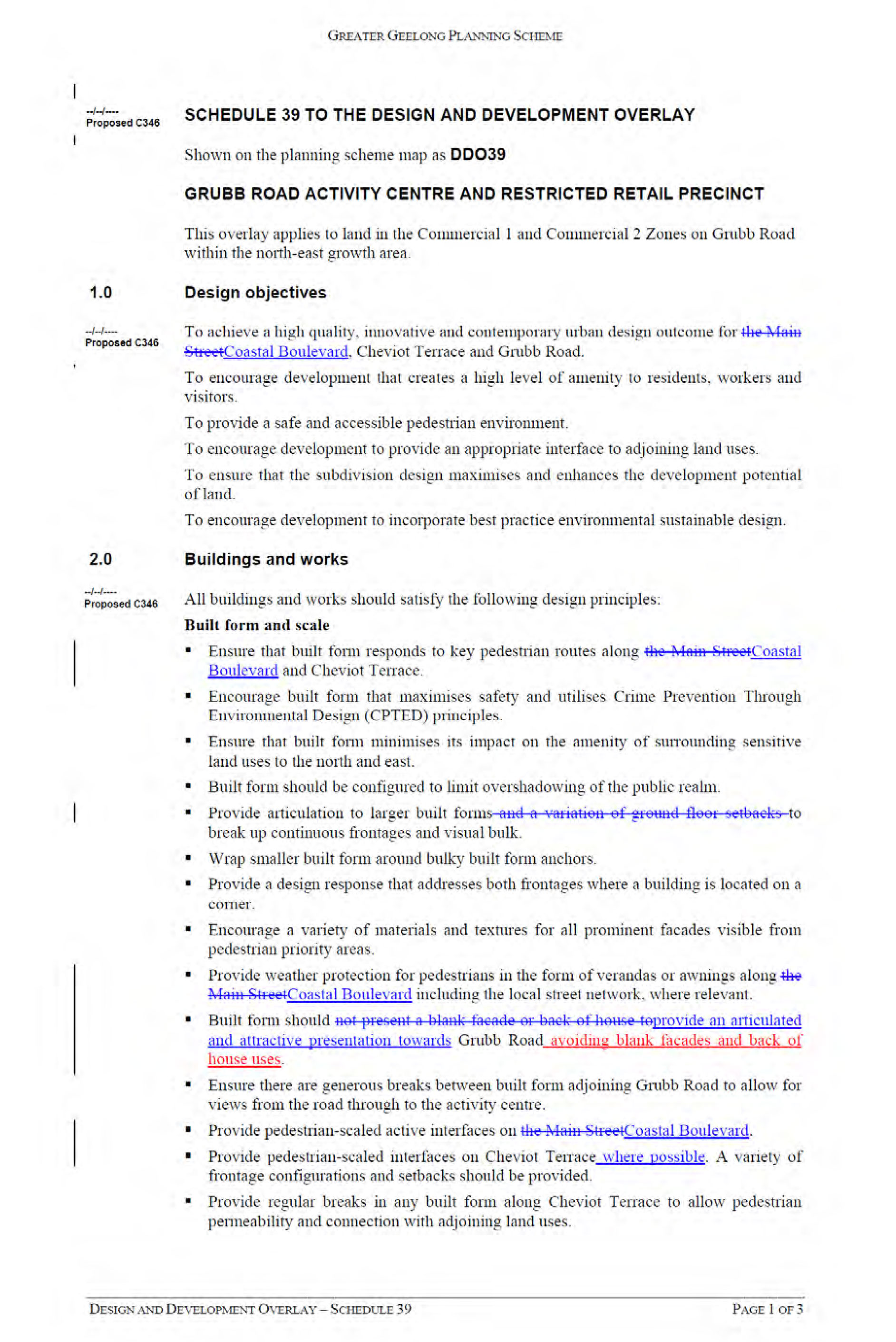 Appendix 7 – Amendment for Adoption - Design amd Development Overlay - Schedule 39 - Page 1 of 3