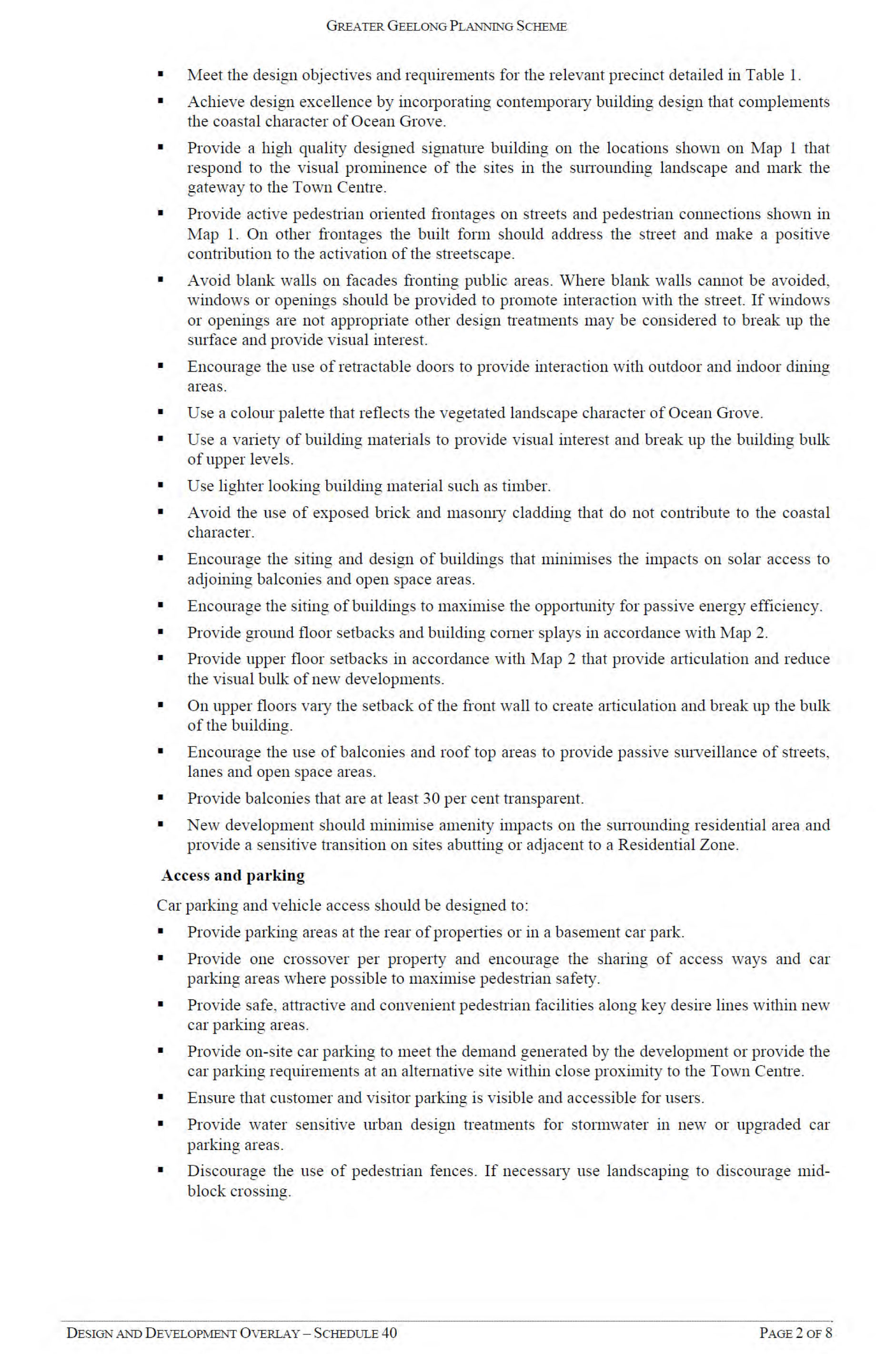 Appendix 7 – Amendment for Adoption - Design amd Development Overlay - Schedule 40 - Page 2 of 8