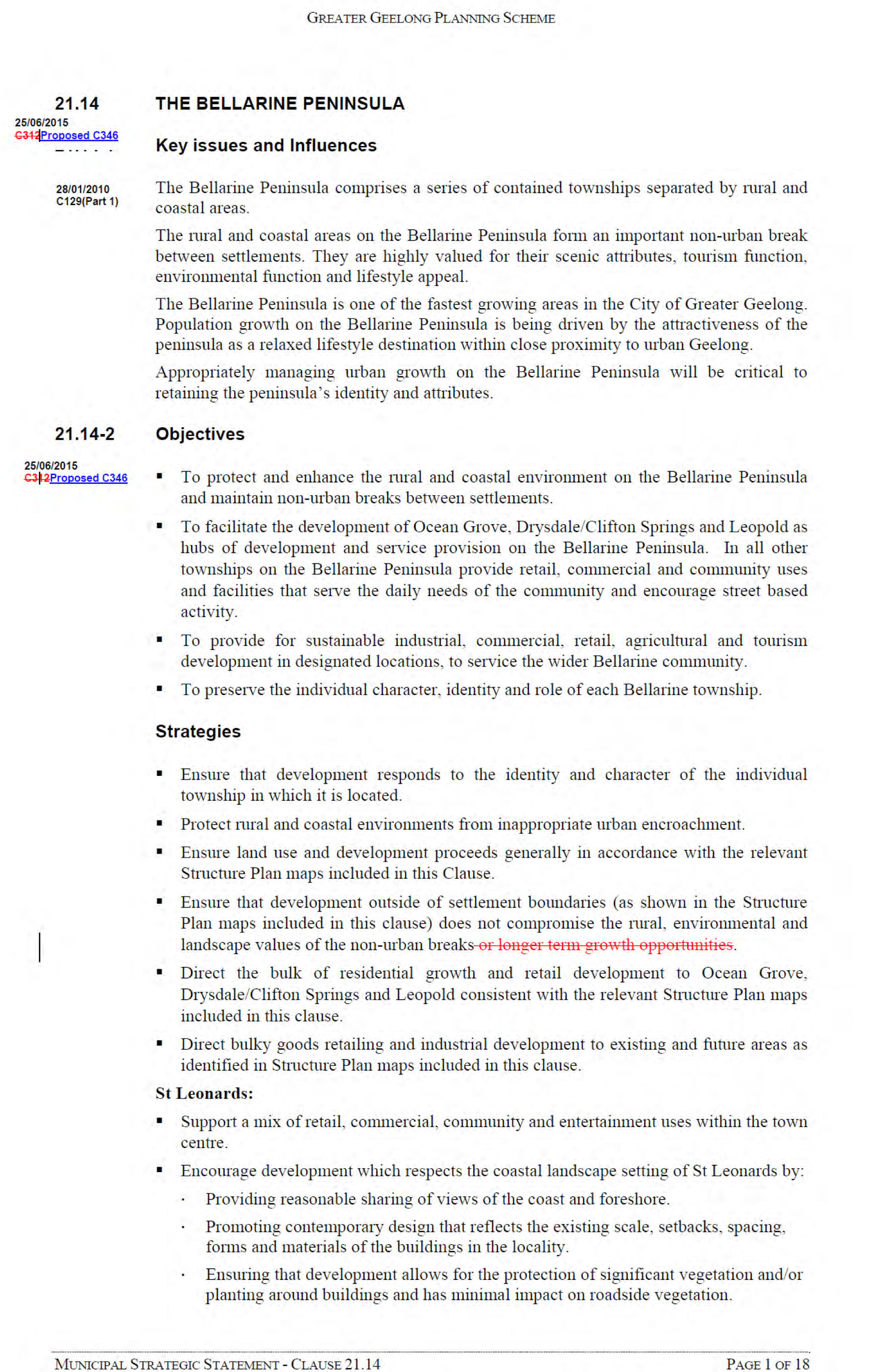 Appendix 7 – Amendment for Adoption - Municipal Strategic Statement Clause 21.14 - Page 1 of 18
