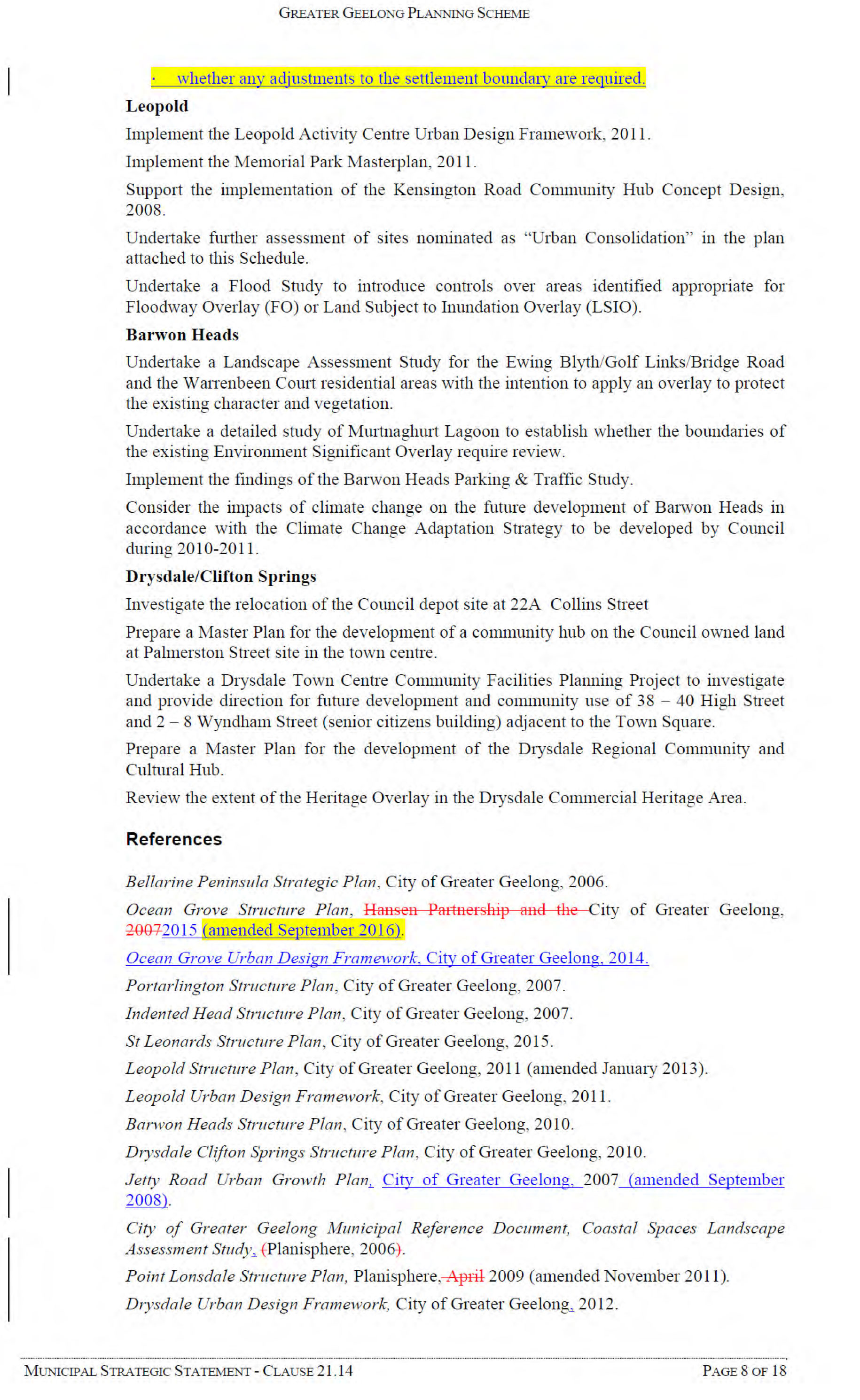 Appendix 7 – Amendment for Adoption - Municipal Strategic Statement Clause 21.14 - Page 8 of 18