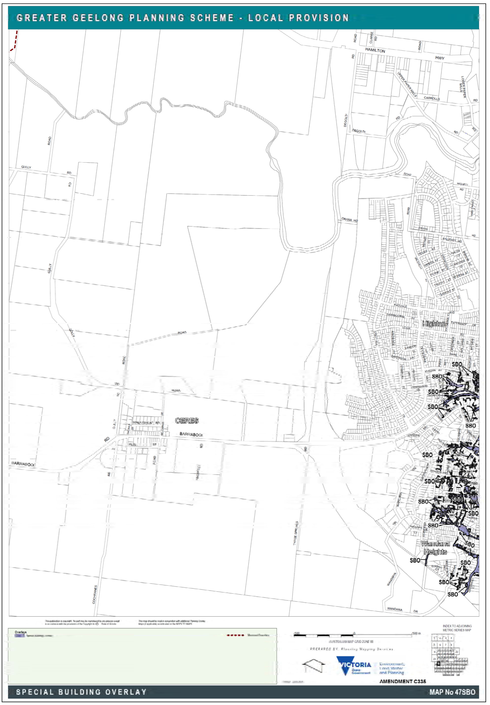 Extent of Adopted SBO Mapping - map 1 of 3 maps