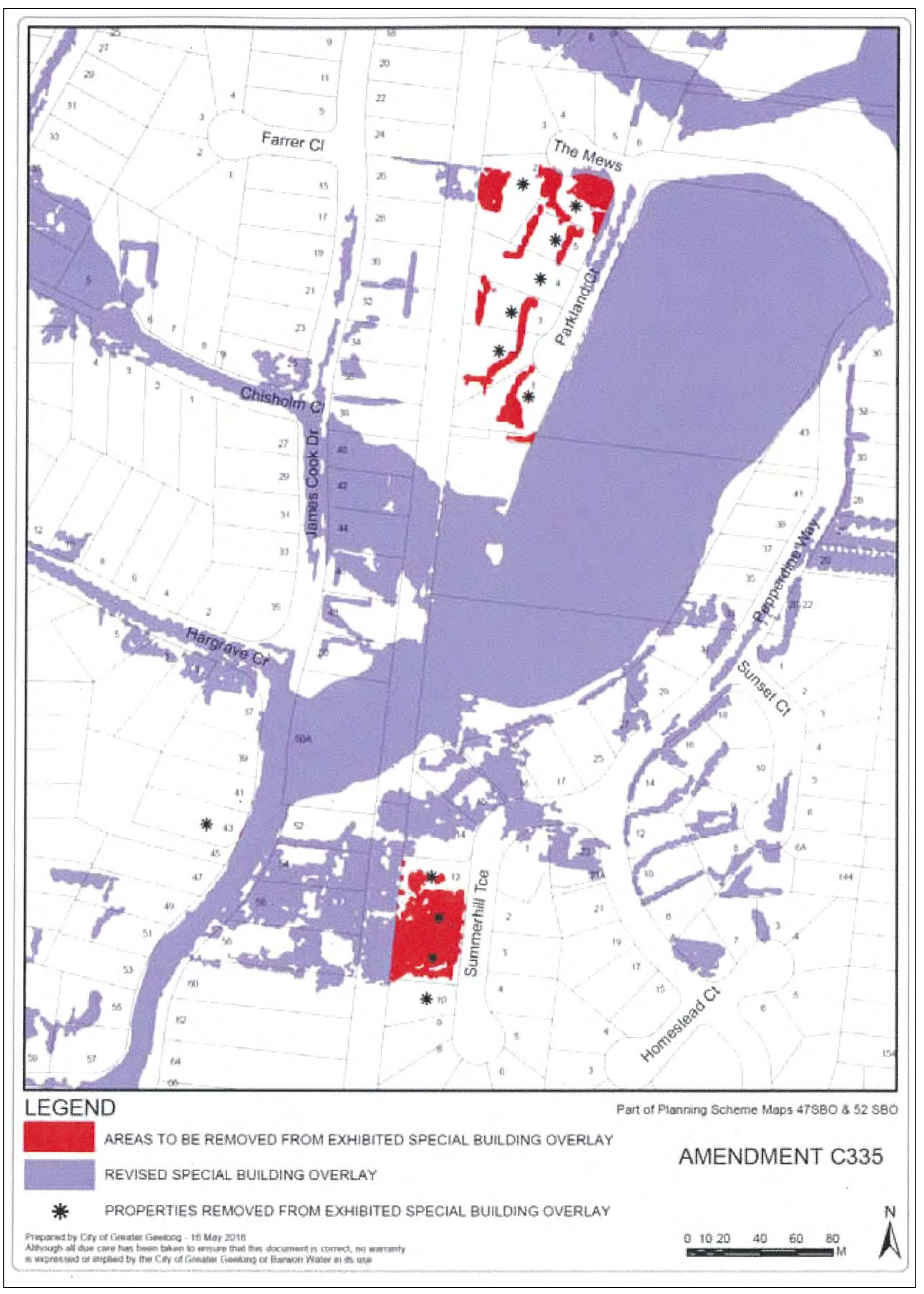 Exhibited area to not be included as part of the adopted SBO
