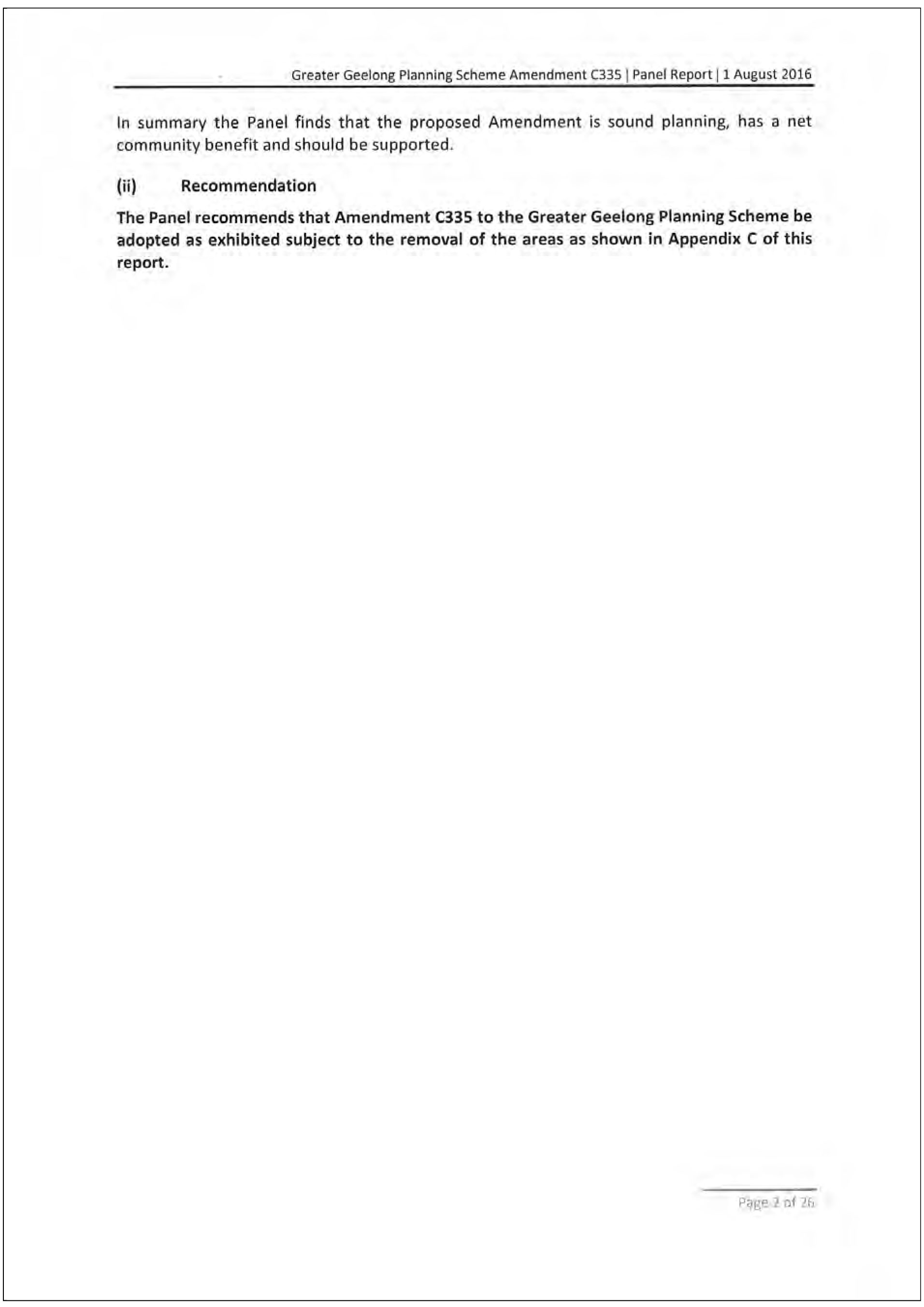 Planning Panel Executive Summary - Page 2 of 26