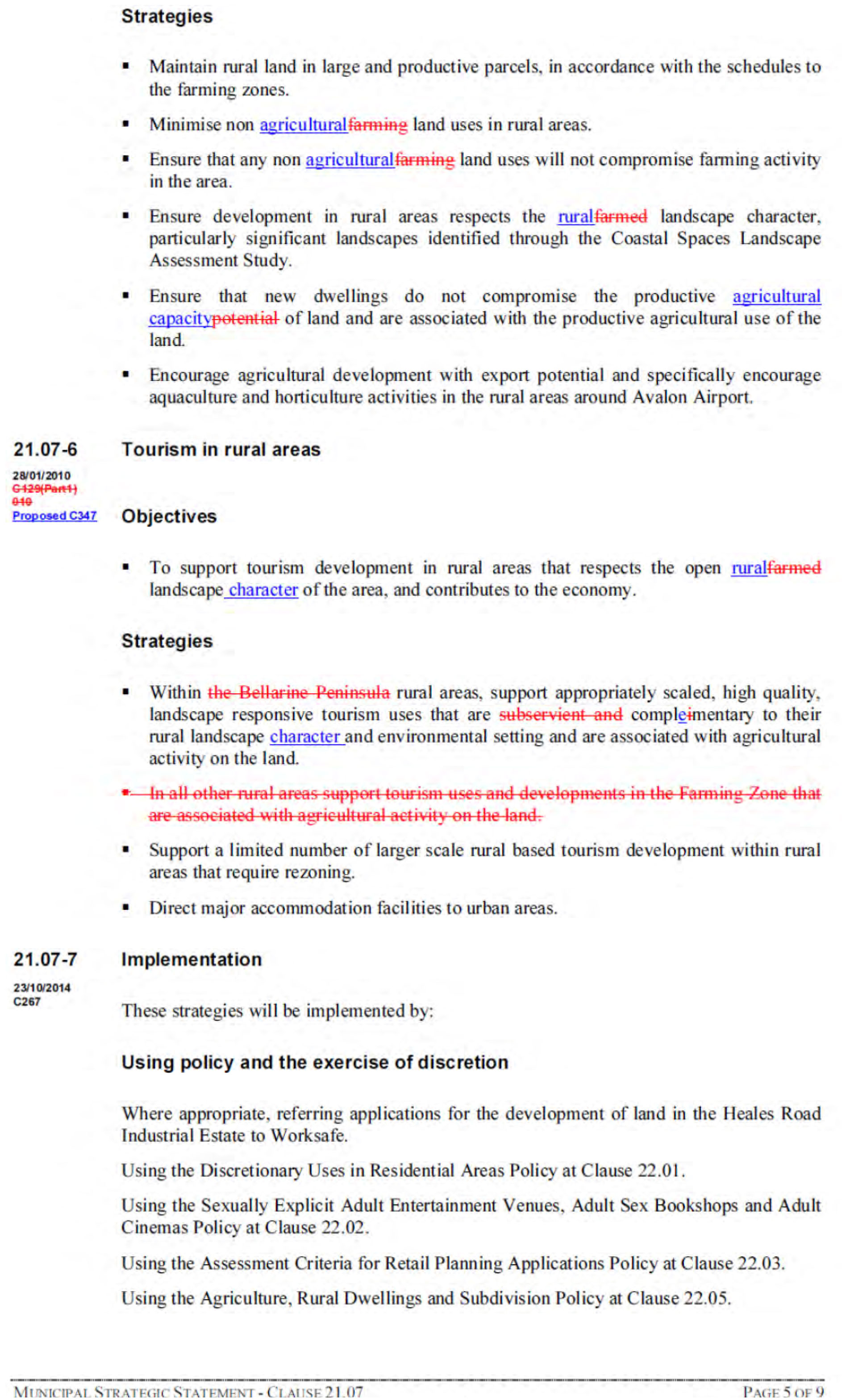 Municipal Strategy Statement - Clause 21.07 - Page 5 of 9 pages