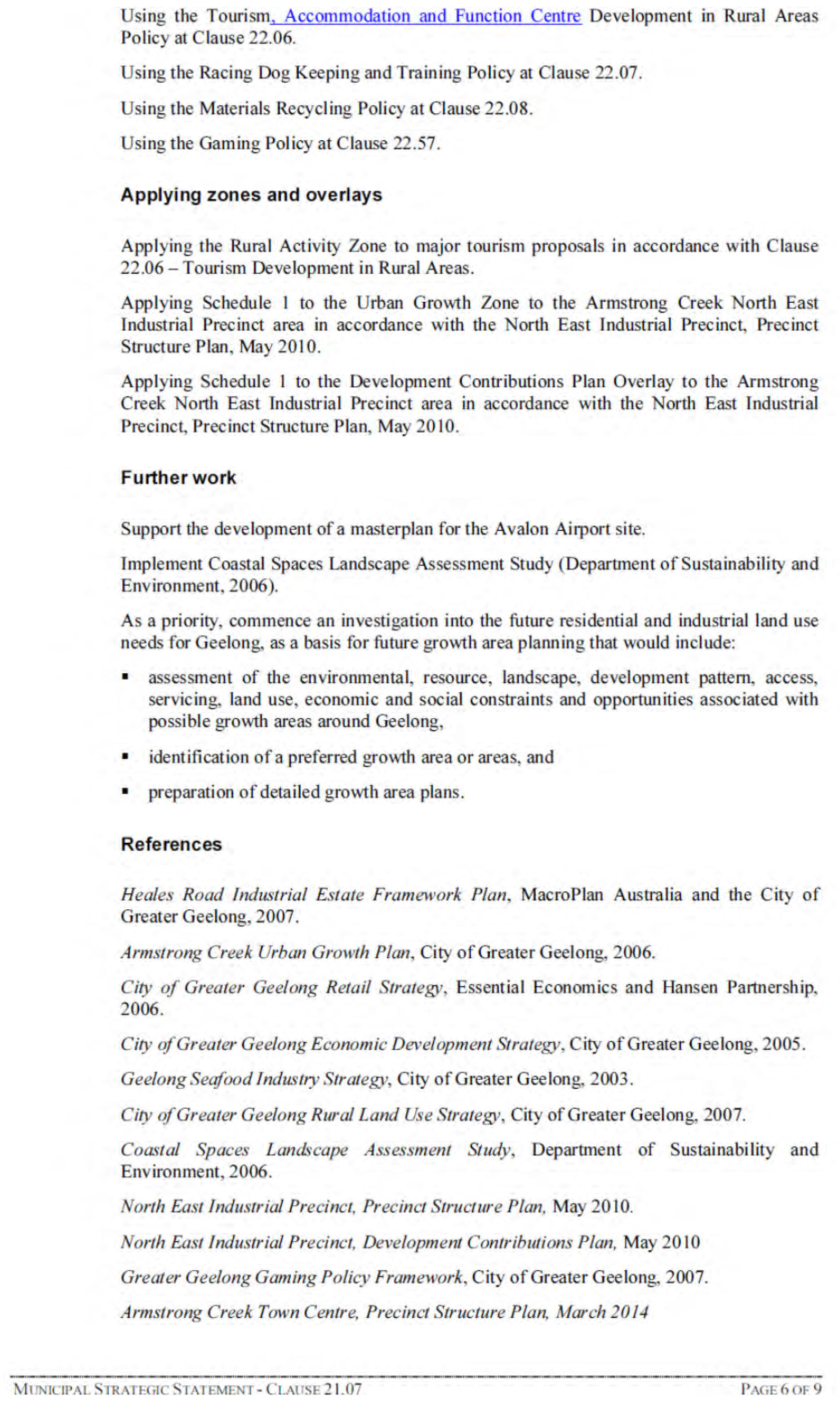 Municipal Strategy Statement - Clause 21.07 - Page 6 of 9 pages