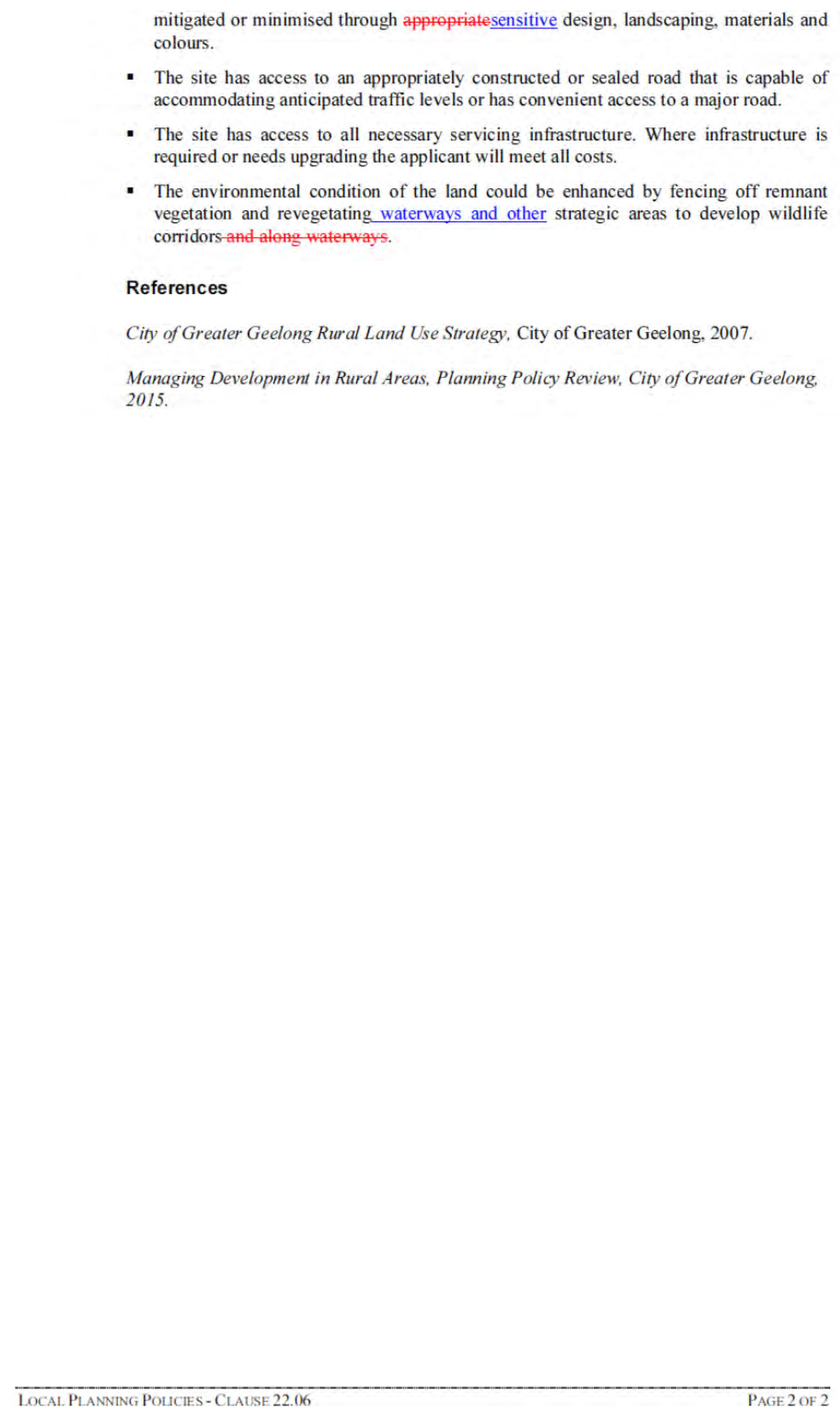 Local Planning Policies - clause 22.06 - Page 2 of 2 pages