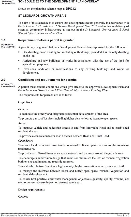 Amendment C325 - Schedule 32 to the Development Plan Overlay - Page 1 of 5