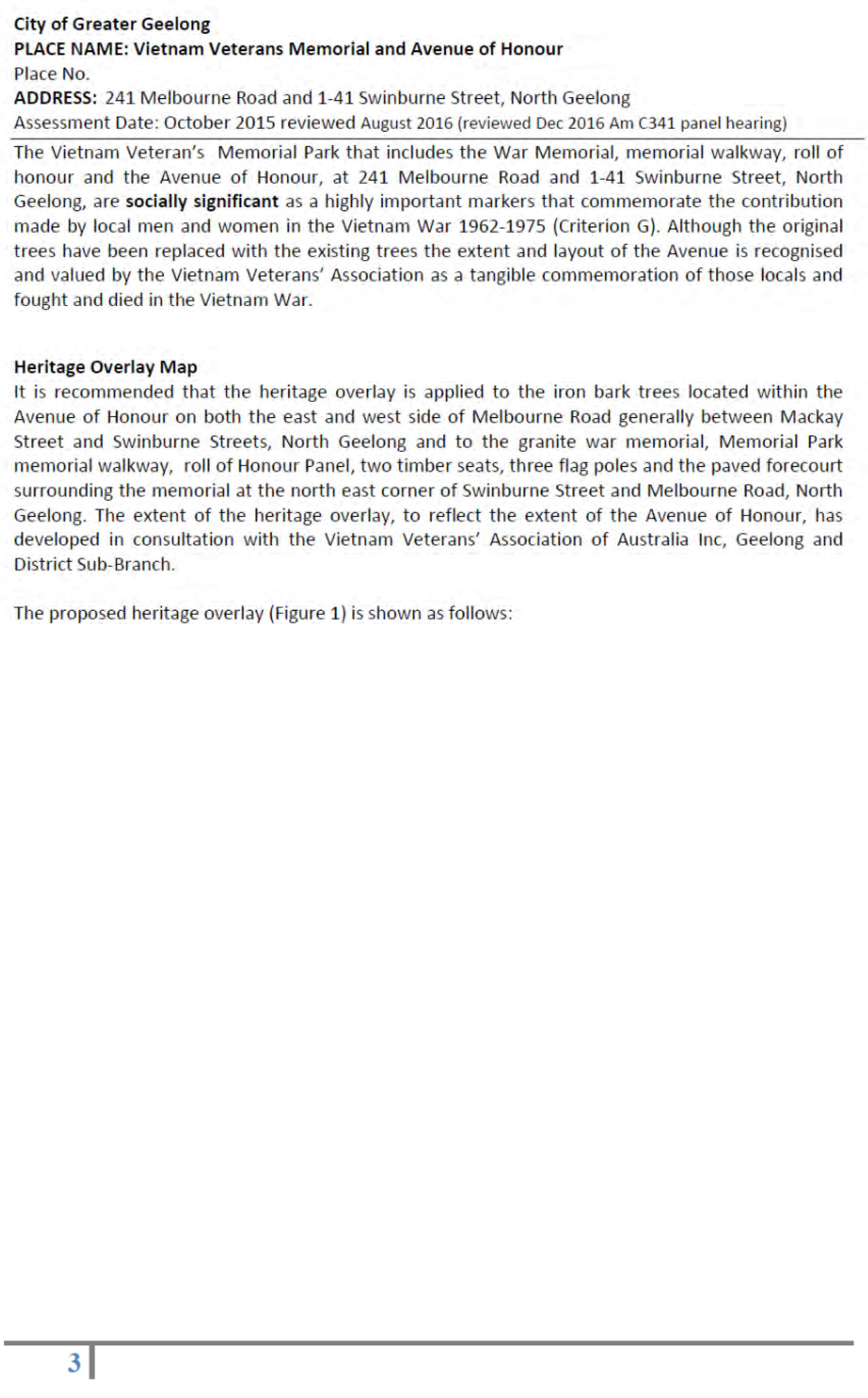 Revised Heritage Citation – Vietnam Veterans  Avenue of Honour and Memorial - Page 3 of 14
