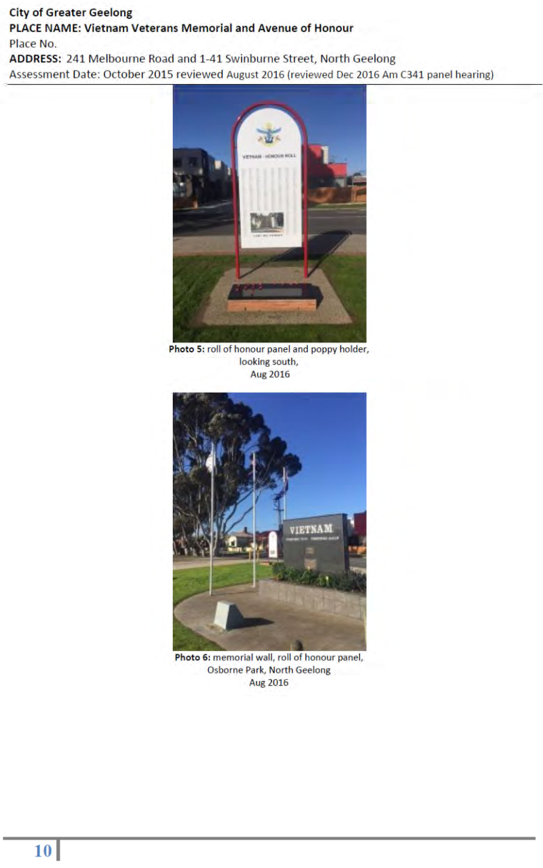 Revised Heritage Citation – Vietnam Veterans  Avenue of Honour and Memorial - Page 10 of 14