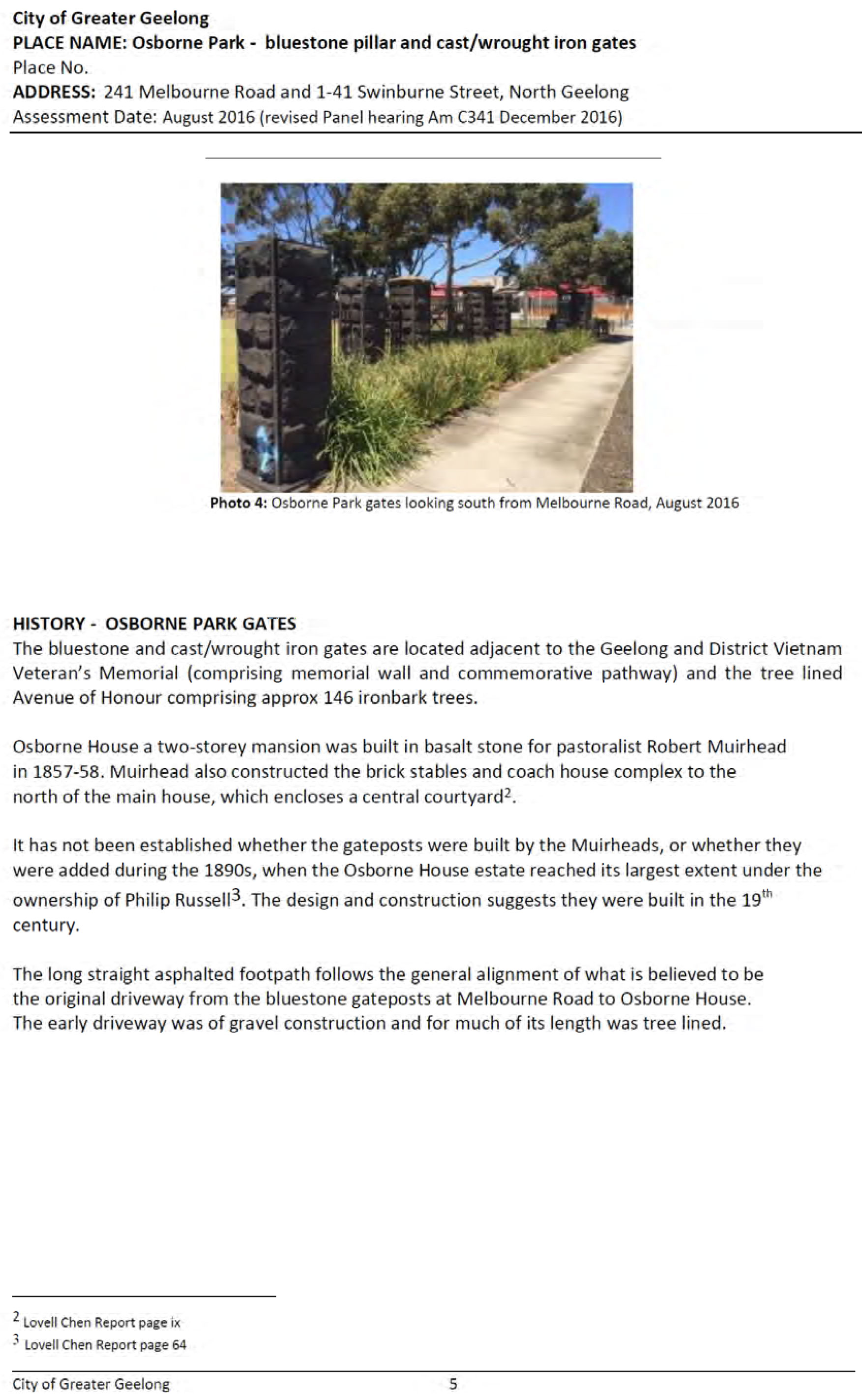 Revised Heritage Citation – Osborne Park gates - Page 5 of 8