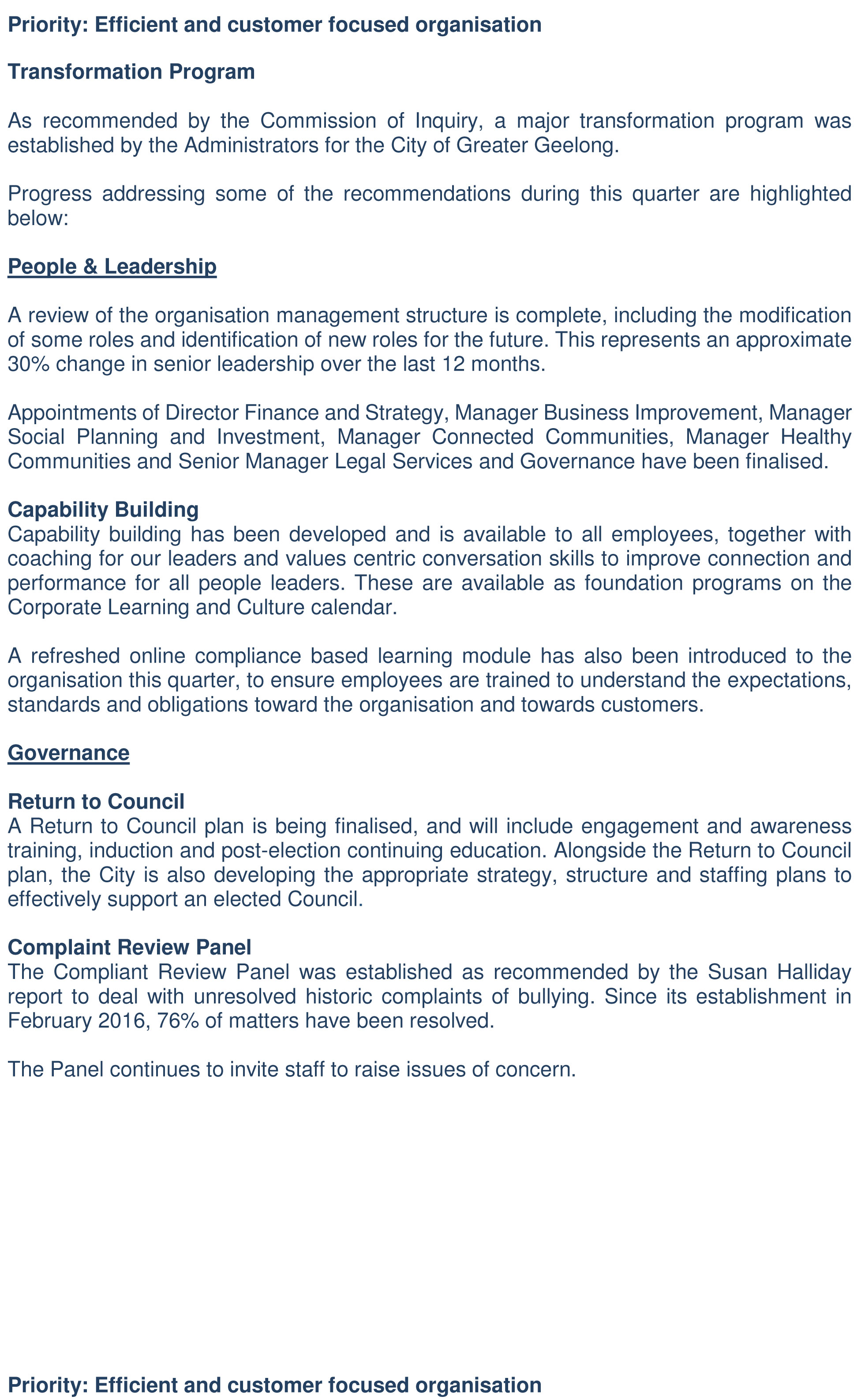 CEO Quarterly Headline Report (January - March 2017) - Page 6 of 16 