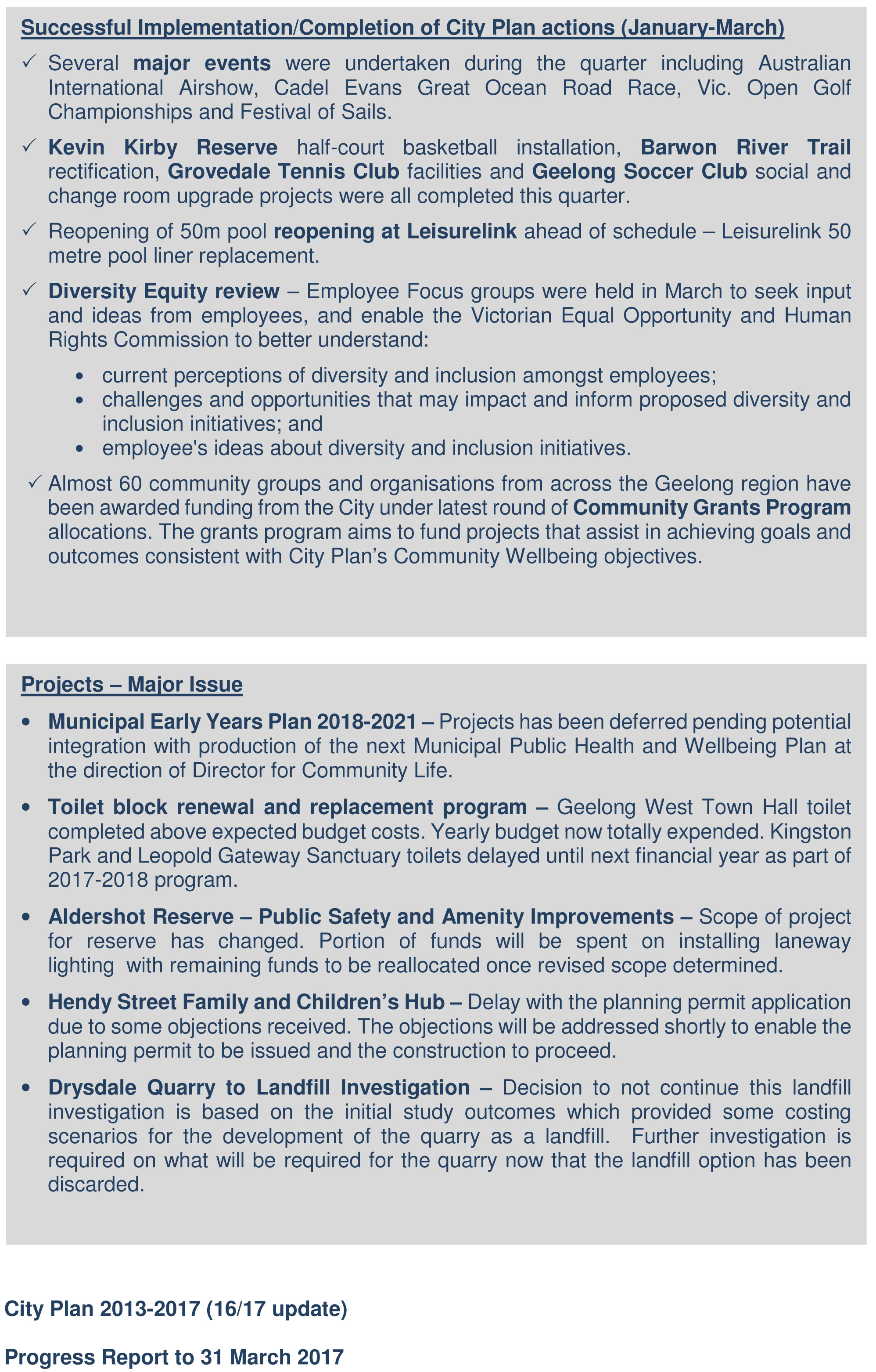 CEO Quarterly Headline Report (January - March 2017) - Page 15 of 16 