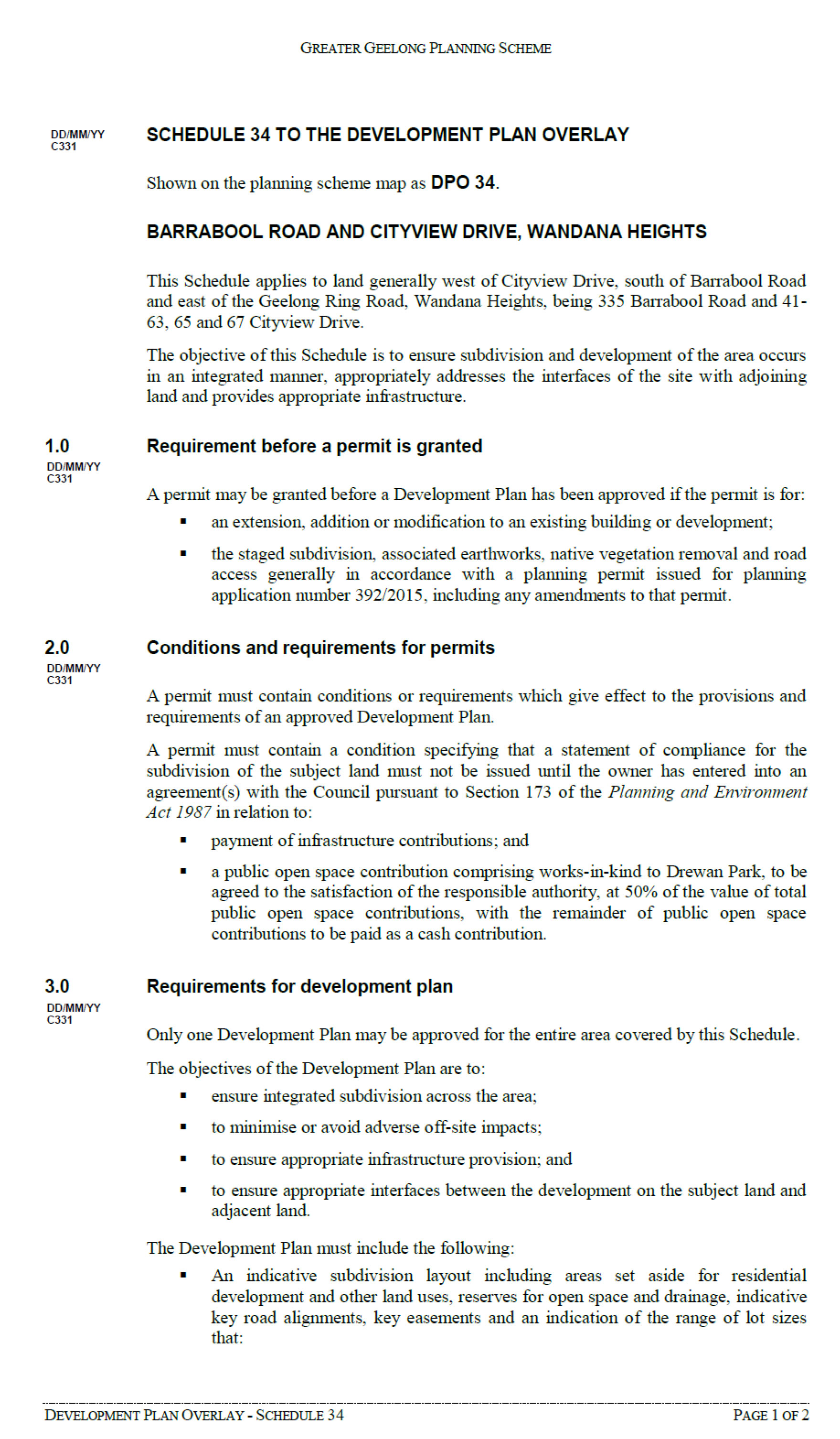 Schedule 34 to the development plan overlay - page 1 of 2