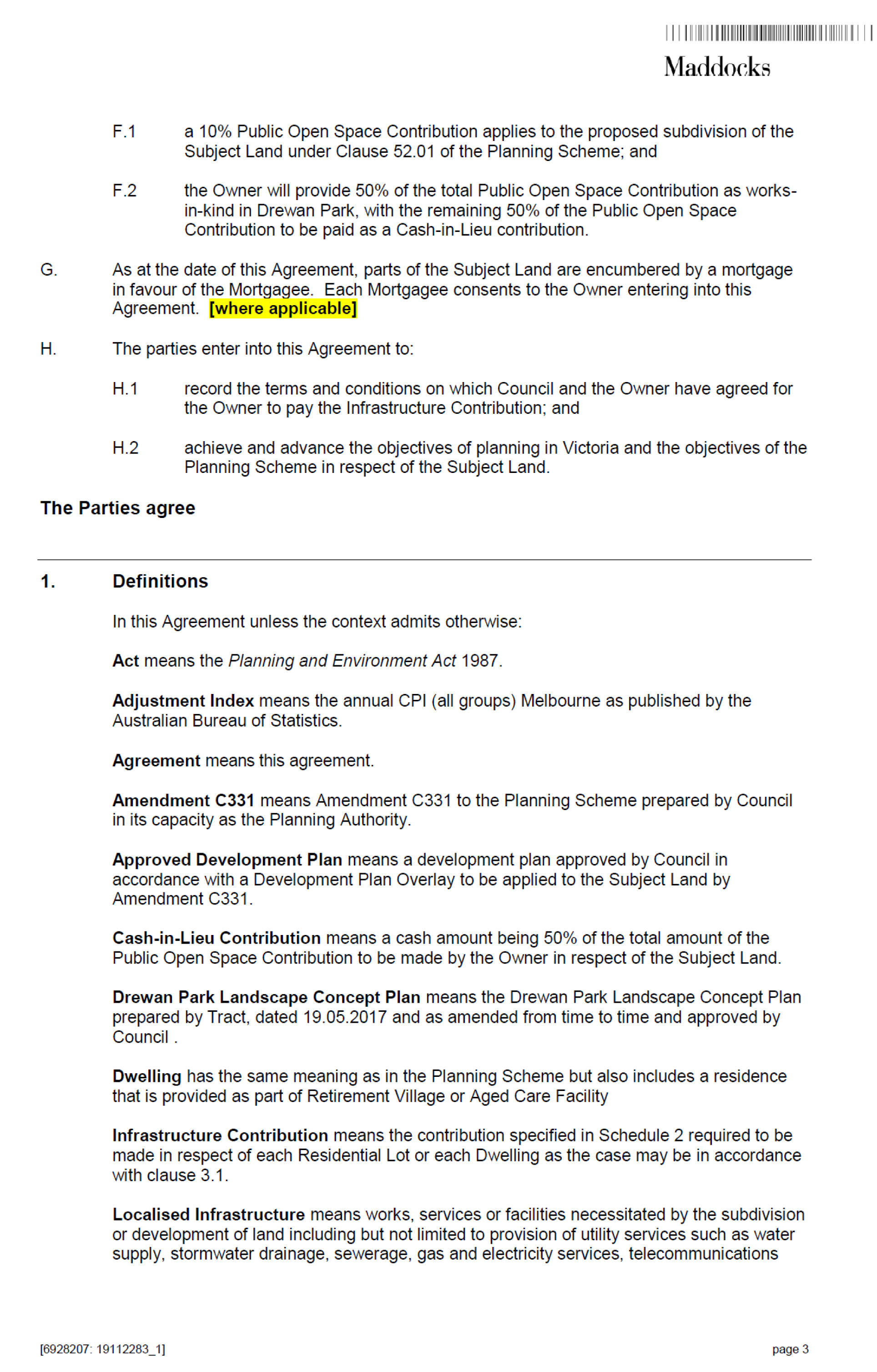 Attachment 8 Model Section 173 Agreement - page 3