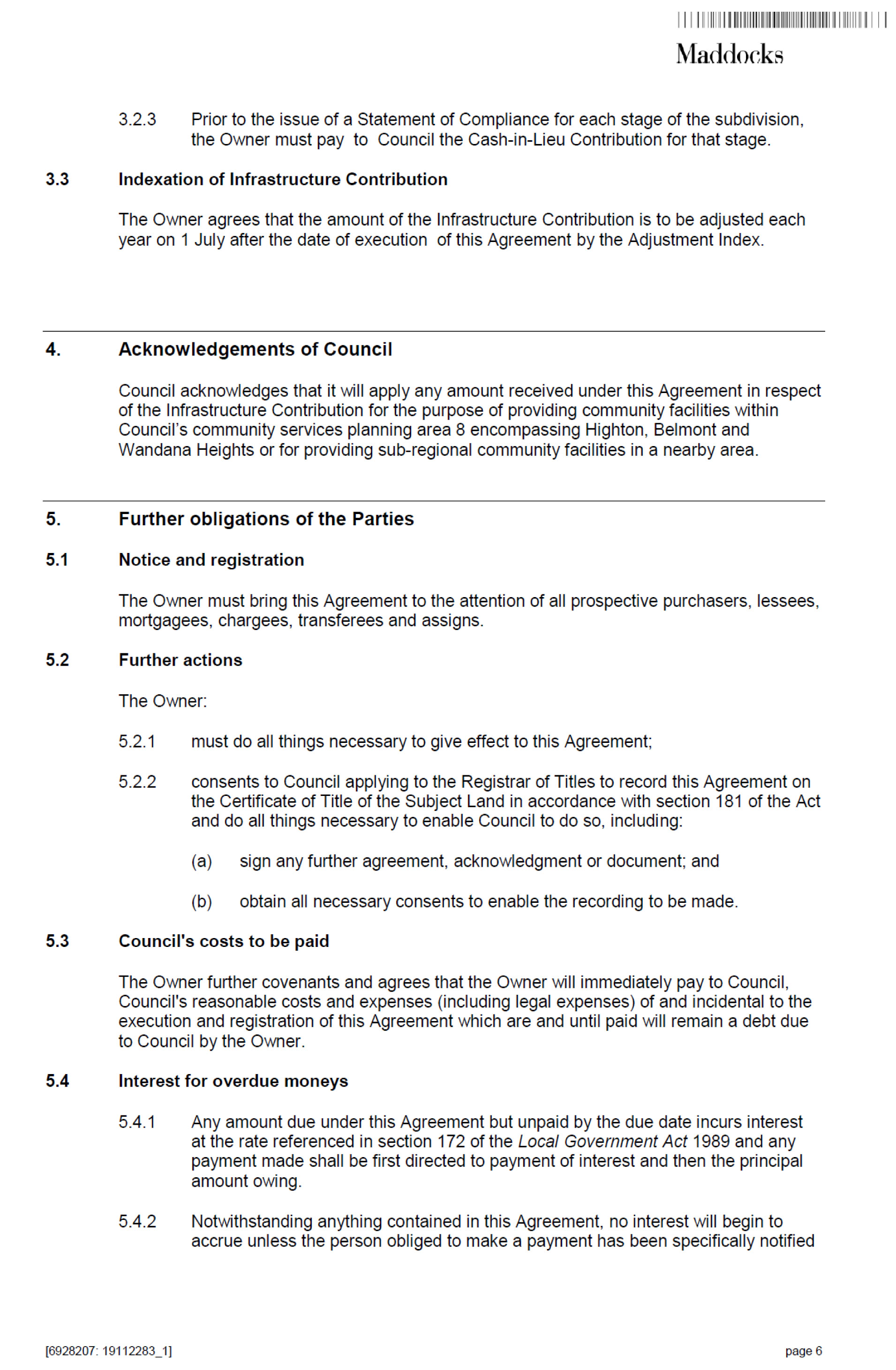 Attachment 8 Model Section 173 Agreement - page 6