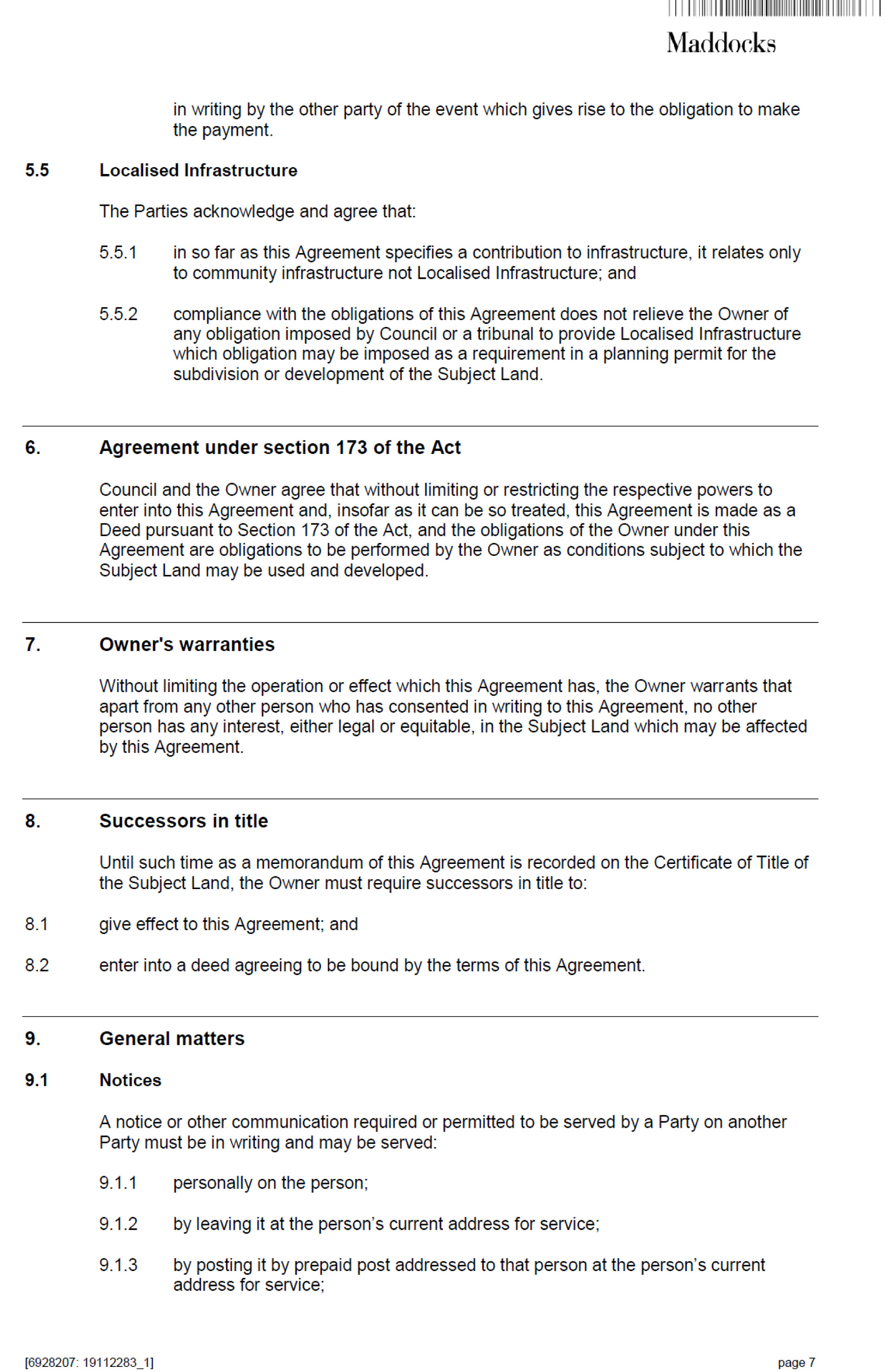 Attachment 8 Model Section 173 Agreement - page 7