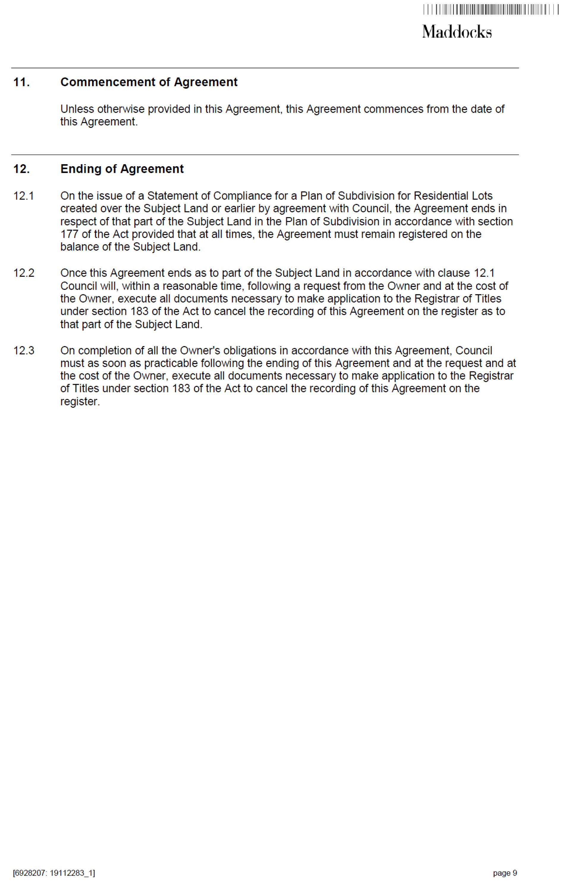 Attachment 8 Model Section 173 Agreement - page 9