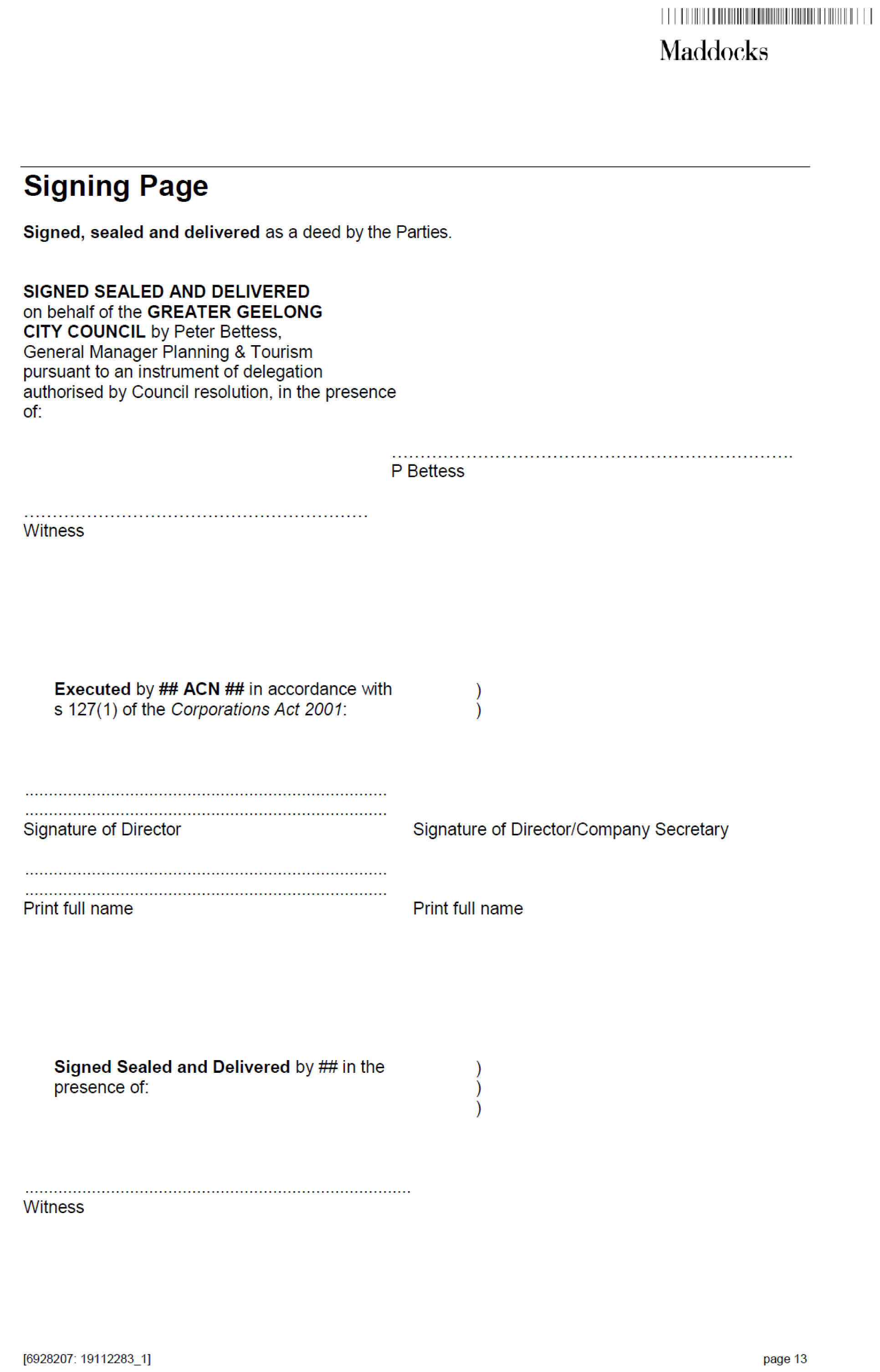 Attachment 8 Model Section 173 Agreement - page 13