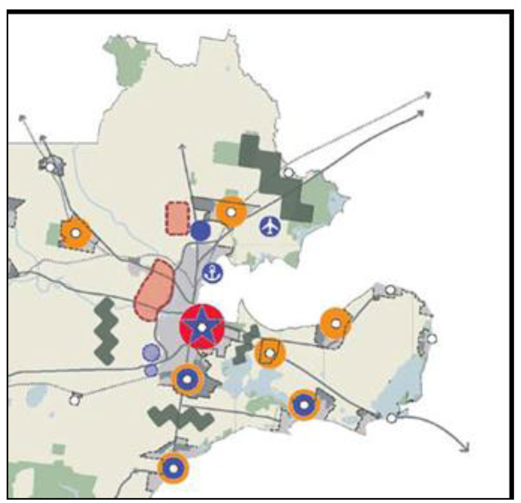 Map showing settlement and employment directions