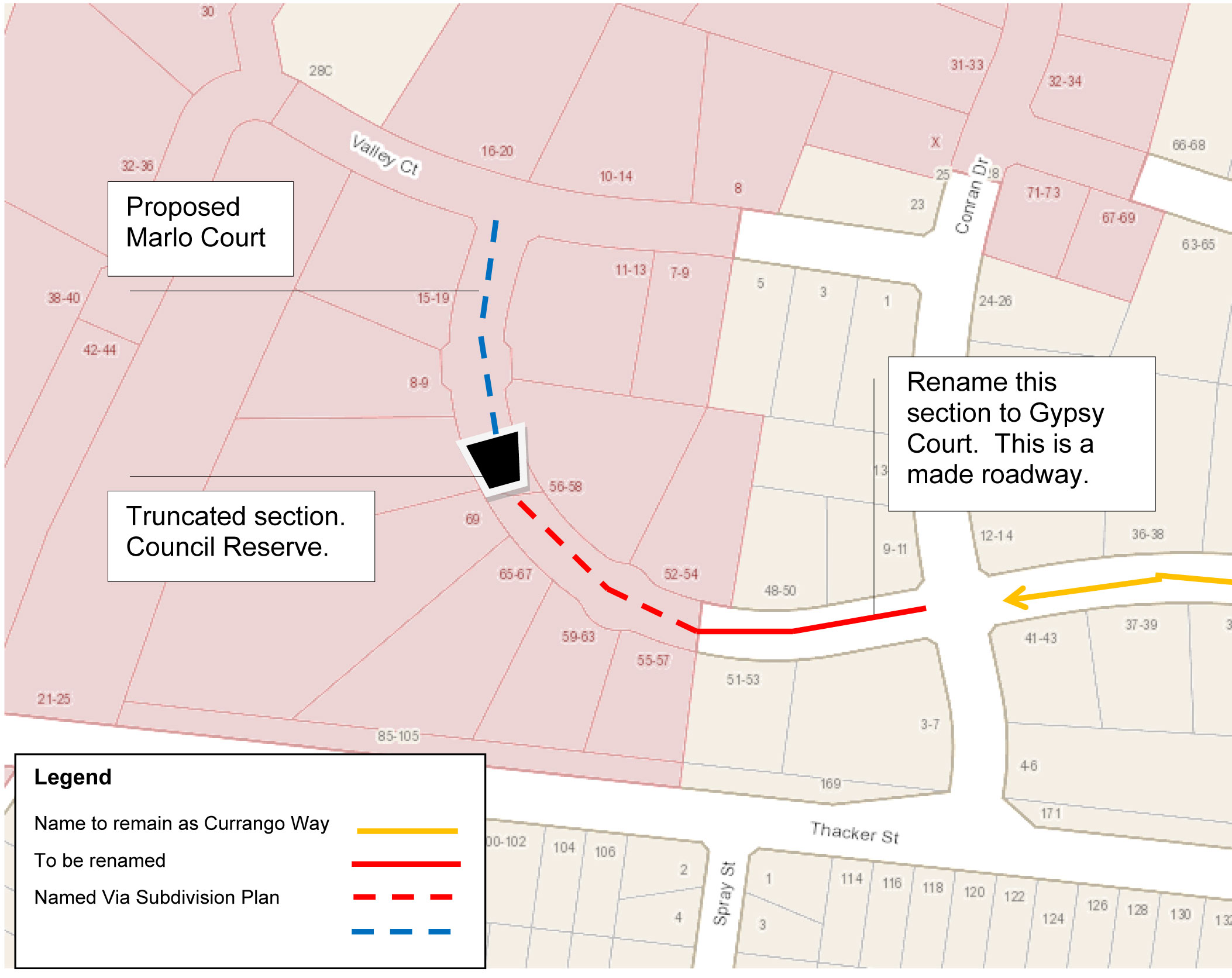 Map showing proposed renaming location