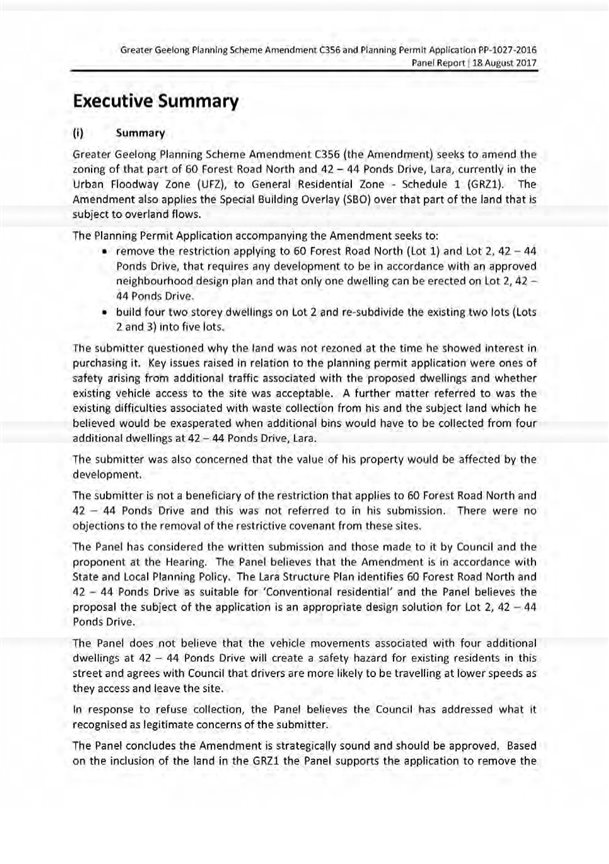 Executive Summary of Panel Report