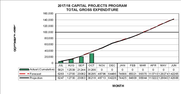 Summary of gross expenditure to date compared to projection and forecast actual.